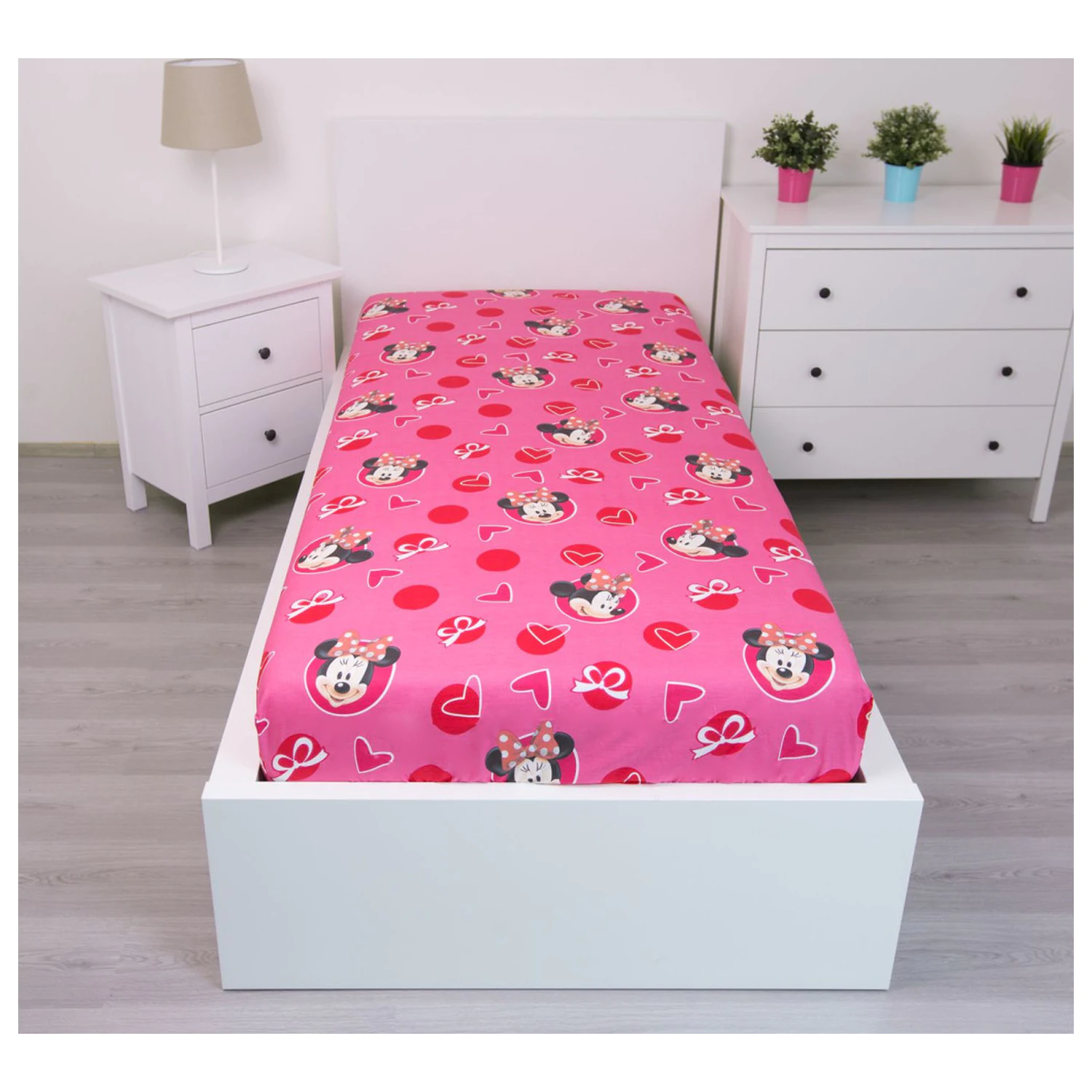 Disney Minnie Hearts prostěradlo 90x200 cm fotografii produktu