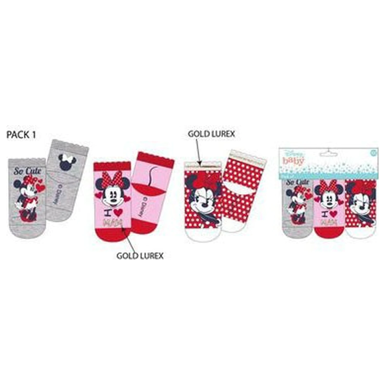 Disney Minnie Love Mom dětské ponožky 6-12 měsíců fotografii produktu