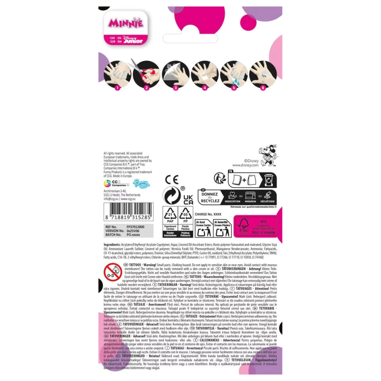 Disney Minnie Smile Tattoo 12 ks fotografii produktu