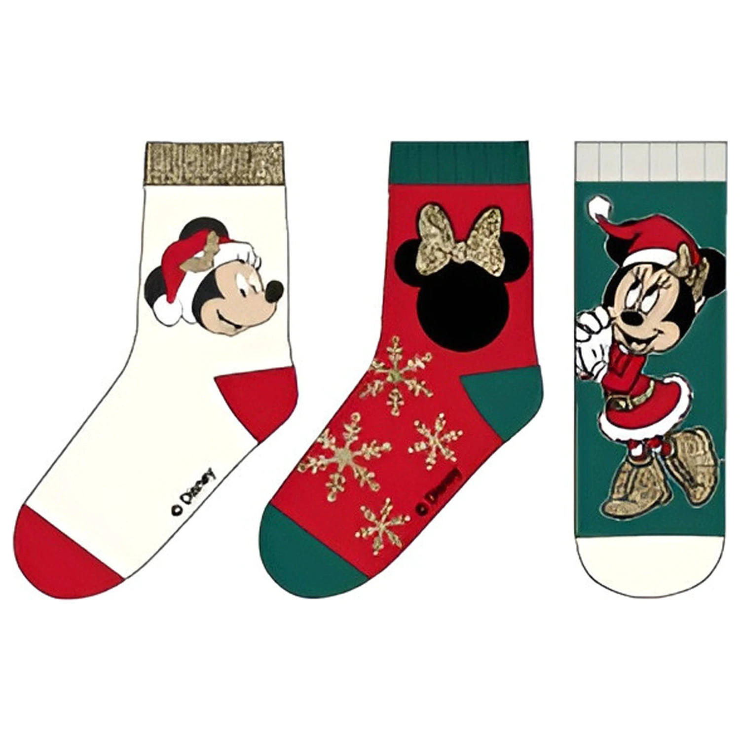 Disney Minnie Snow Green Vánoční dětské ponožky 23/26 fotografii produktu