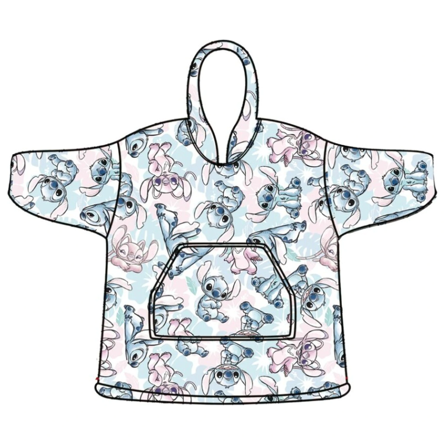 Disney Stitch Angel Fleecová deka s kapucí pončo 7-14 let fotografii produktu