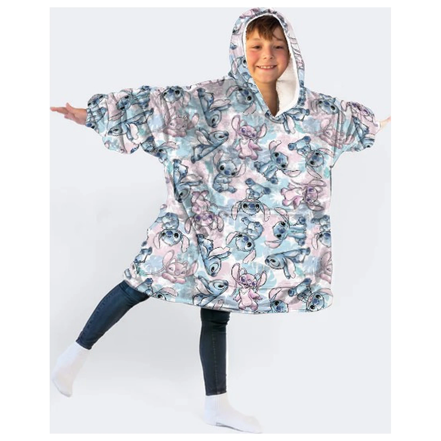 Disney Stitch Angel Fleecová deka s kapucí pončo 7-14 let fotografii produktu