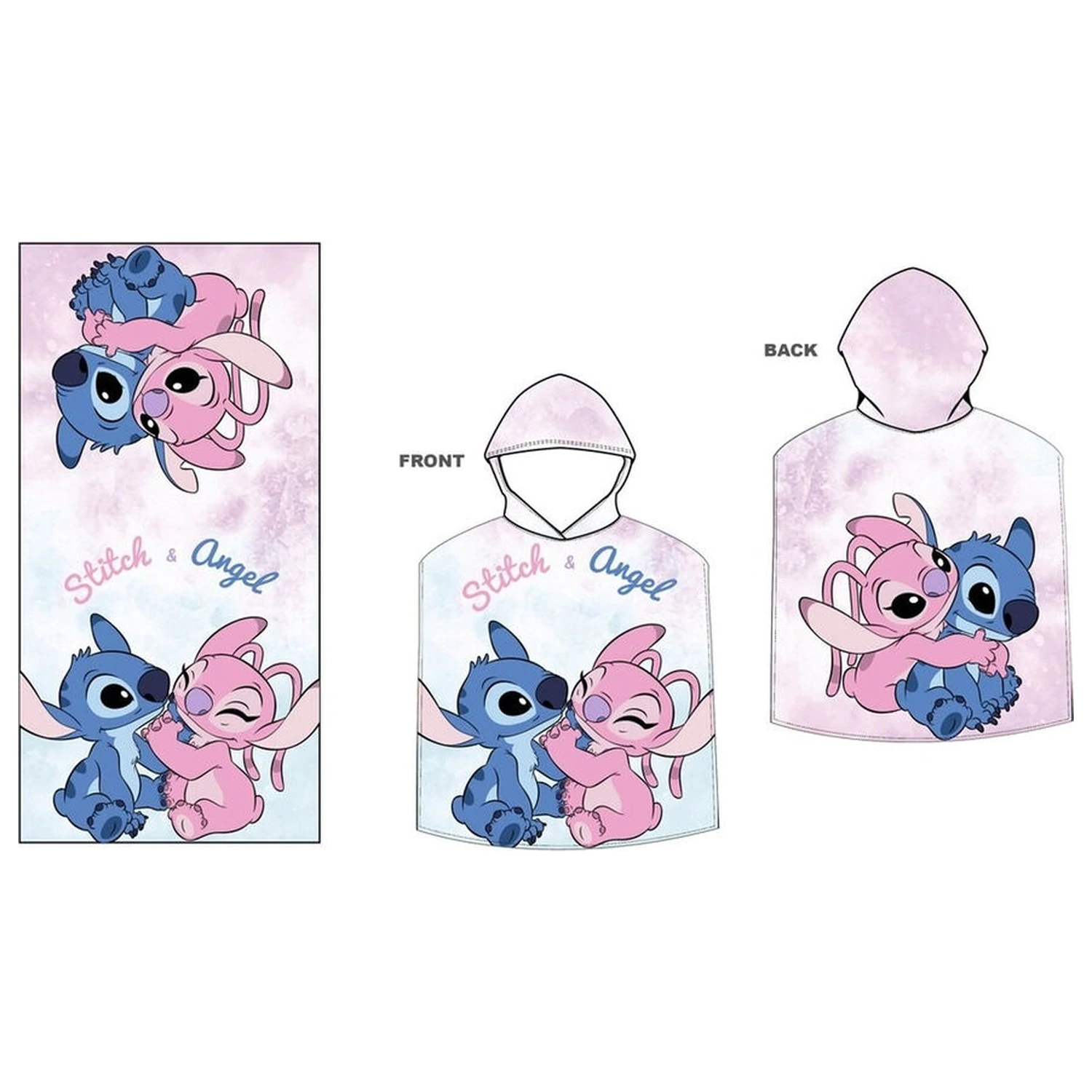 Disney Stitch & Angel mikrovláknová pončo osuška fotografii produktu