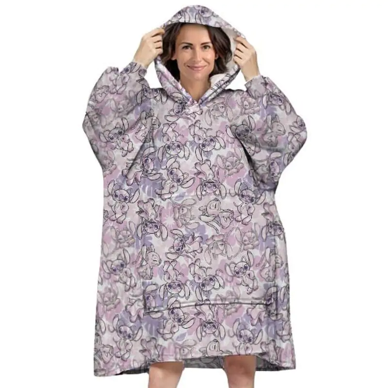 Disney Stitch Angel oversize mikino kabát pro dospělé korálový fotografii produktu