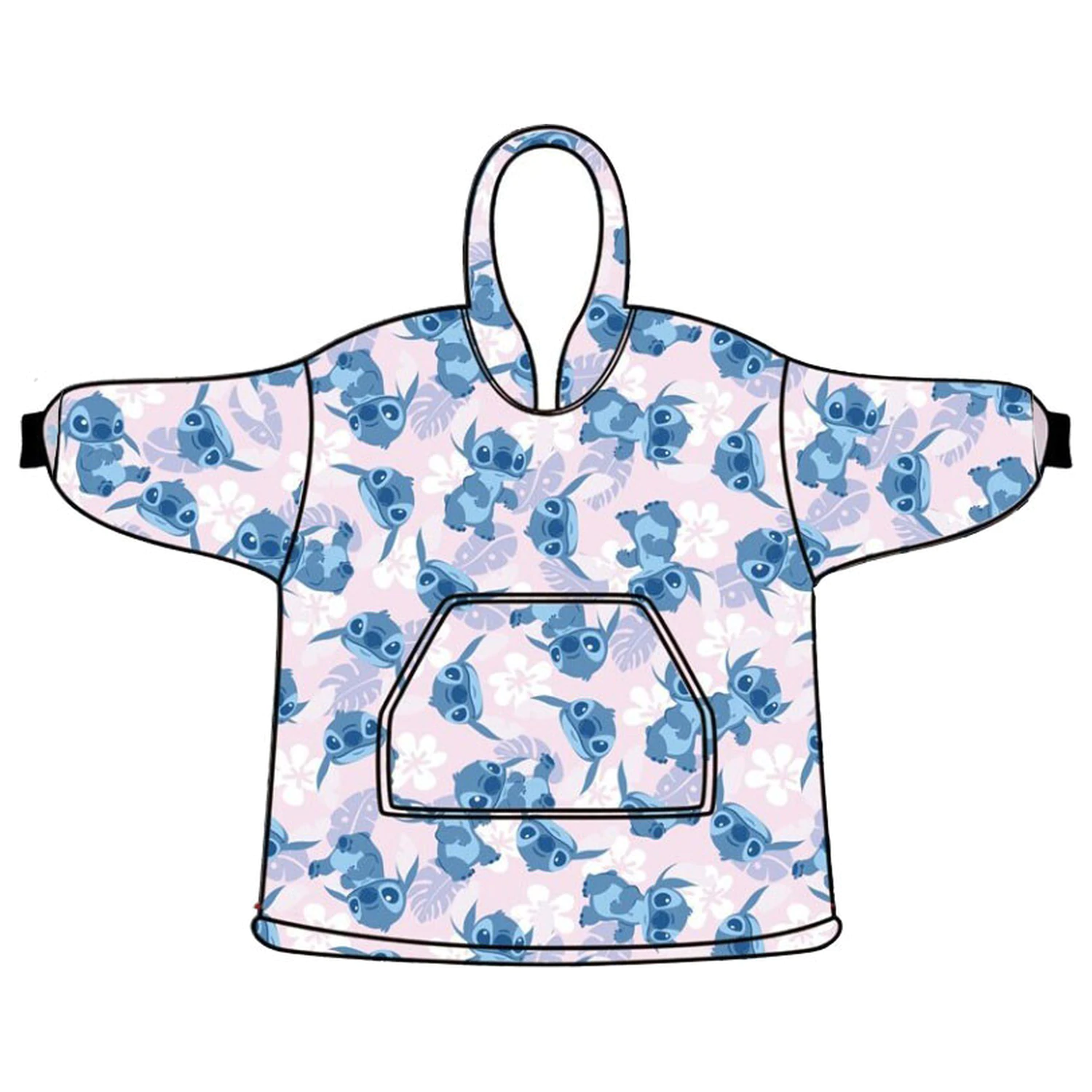 Disney Stitch Light Rose natahovací plyšová flísová deka, pončo 3-6 let fotografii produktu