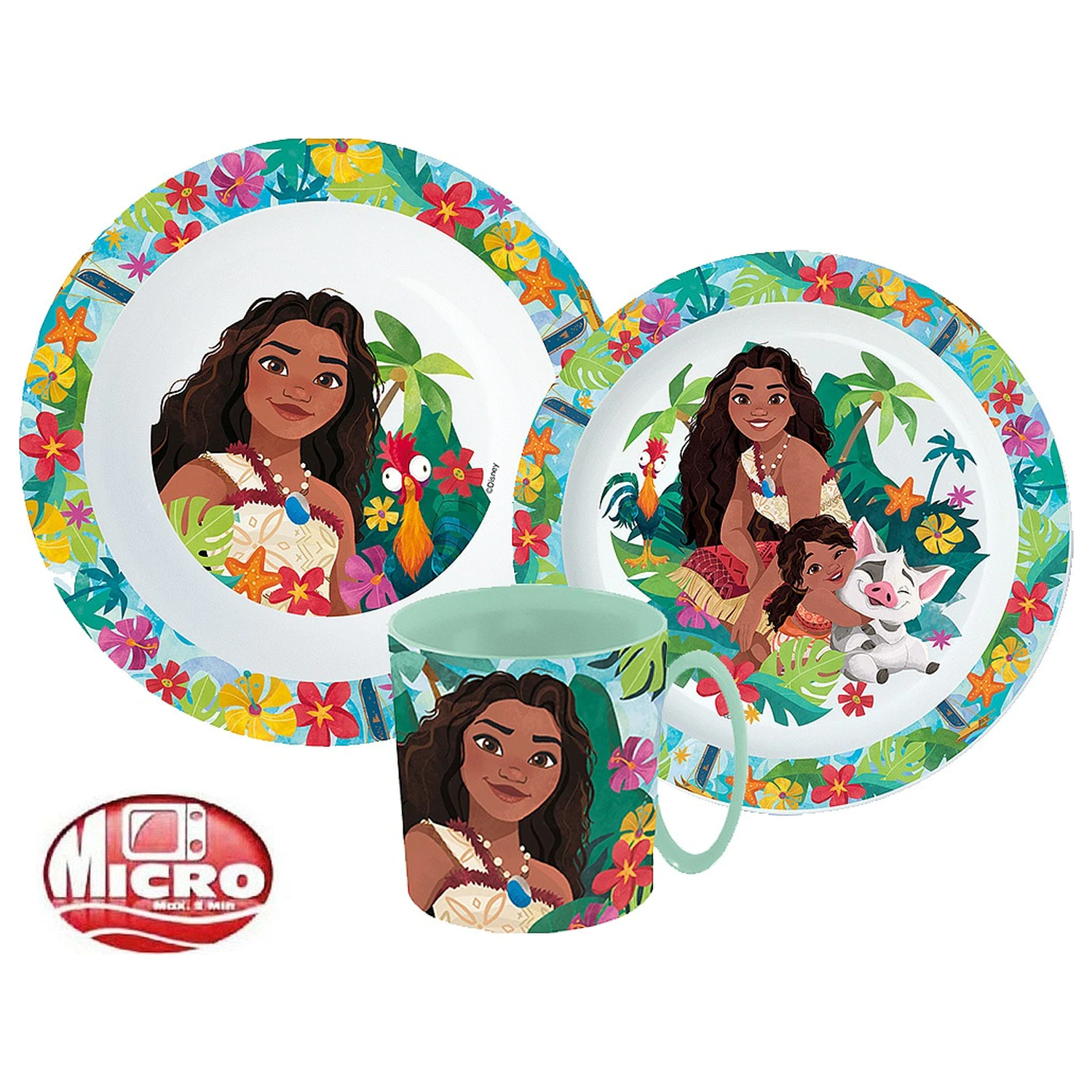 Disney Moana Lagoon Jídelní sada, mikro plastová sada s hrnkem fotografii produktu