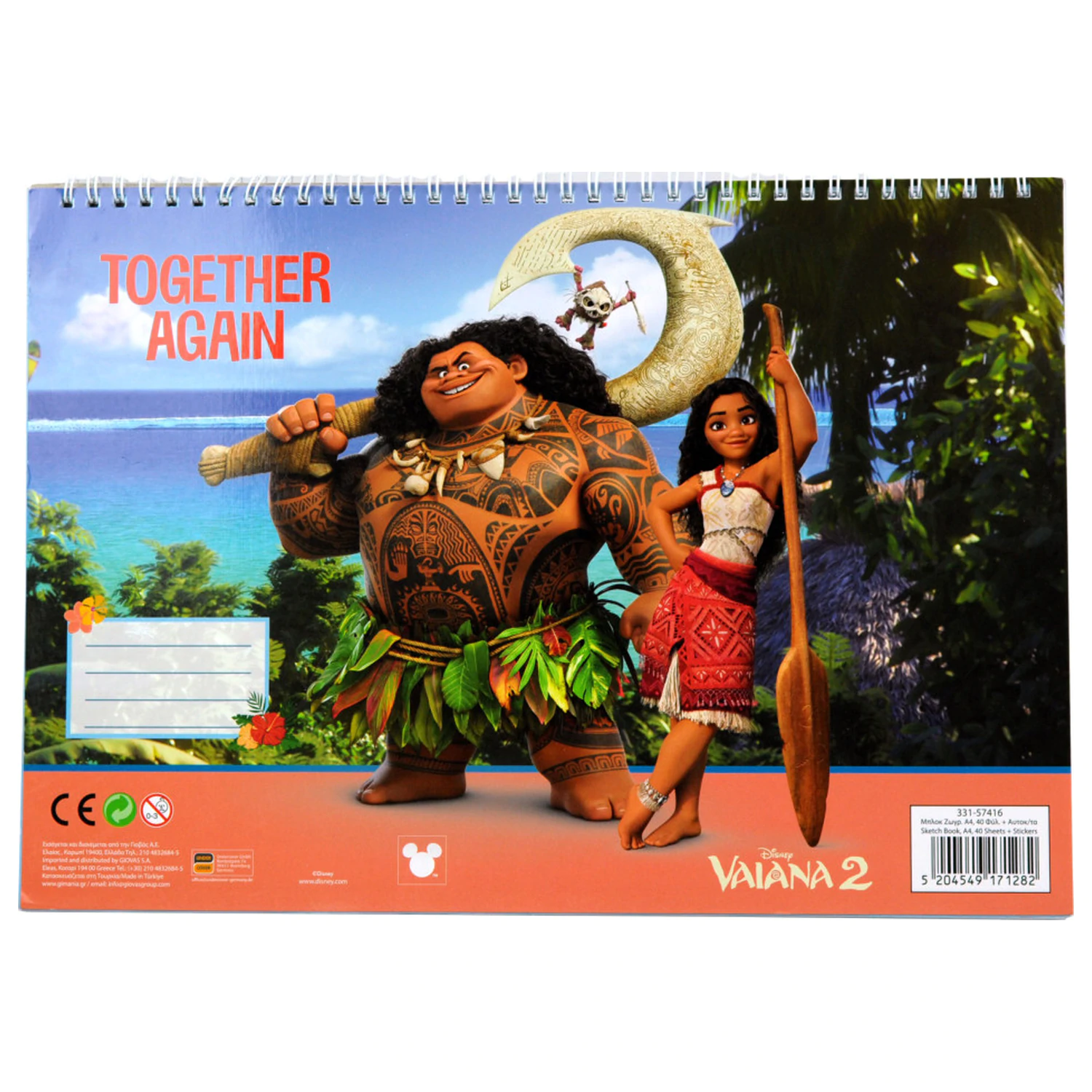 Disney Moana Together Again A/4 spirálový skicák 40 listů se samolepkami fotografii produktu