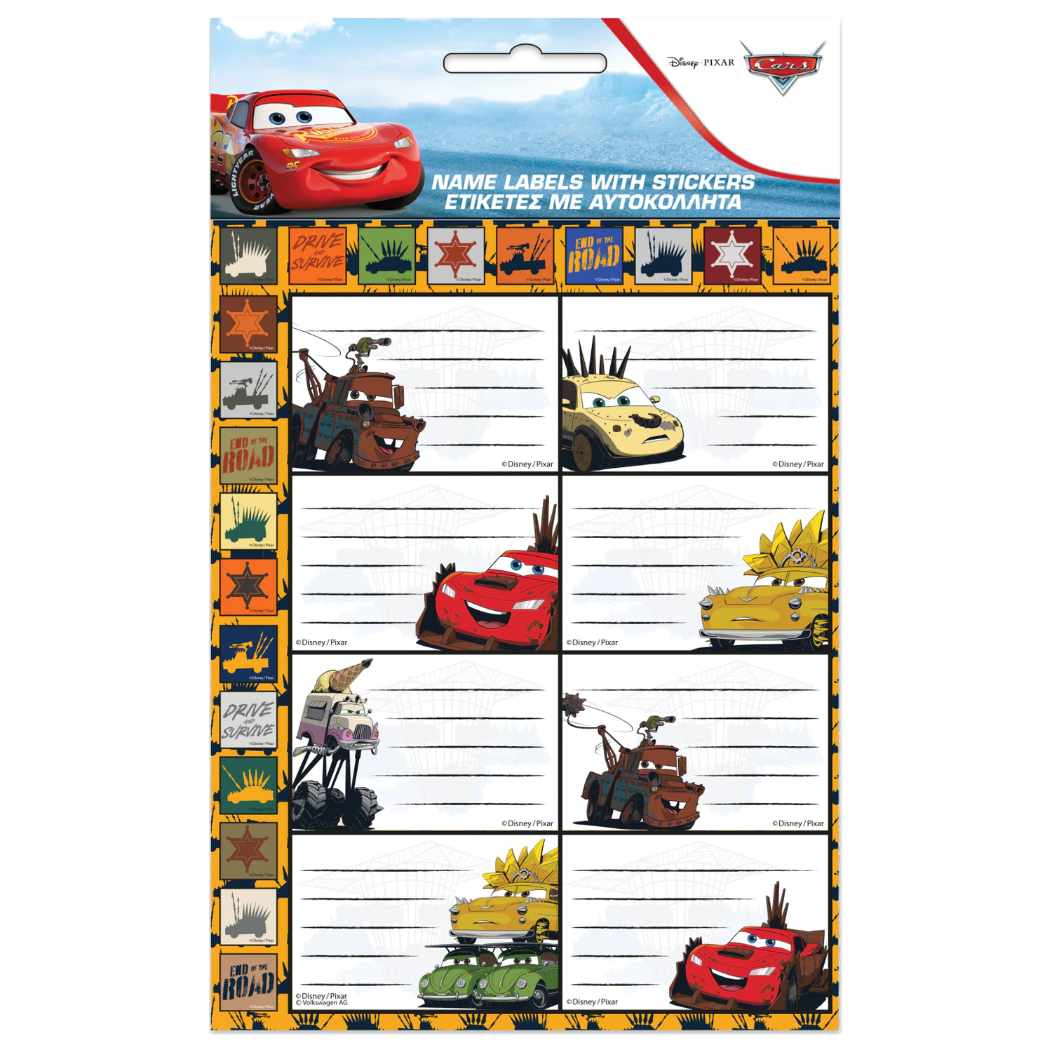Disney Cars silniční štítky na sešity s nálepkou, 16 ks fotografii produktu