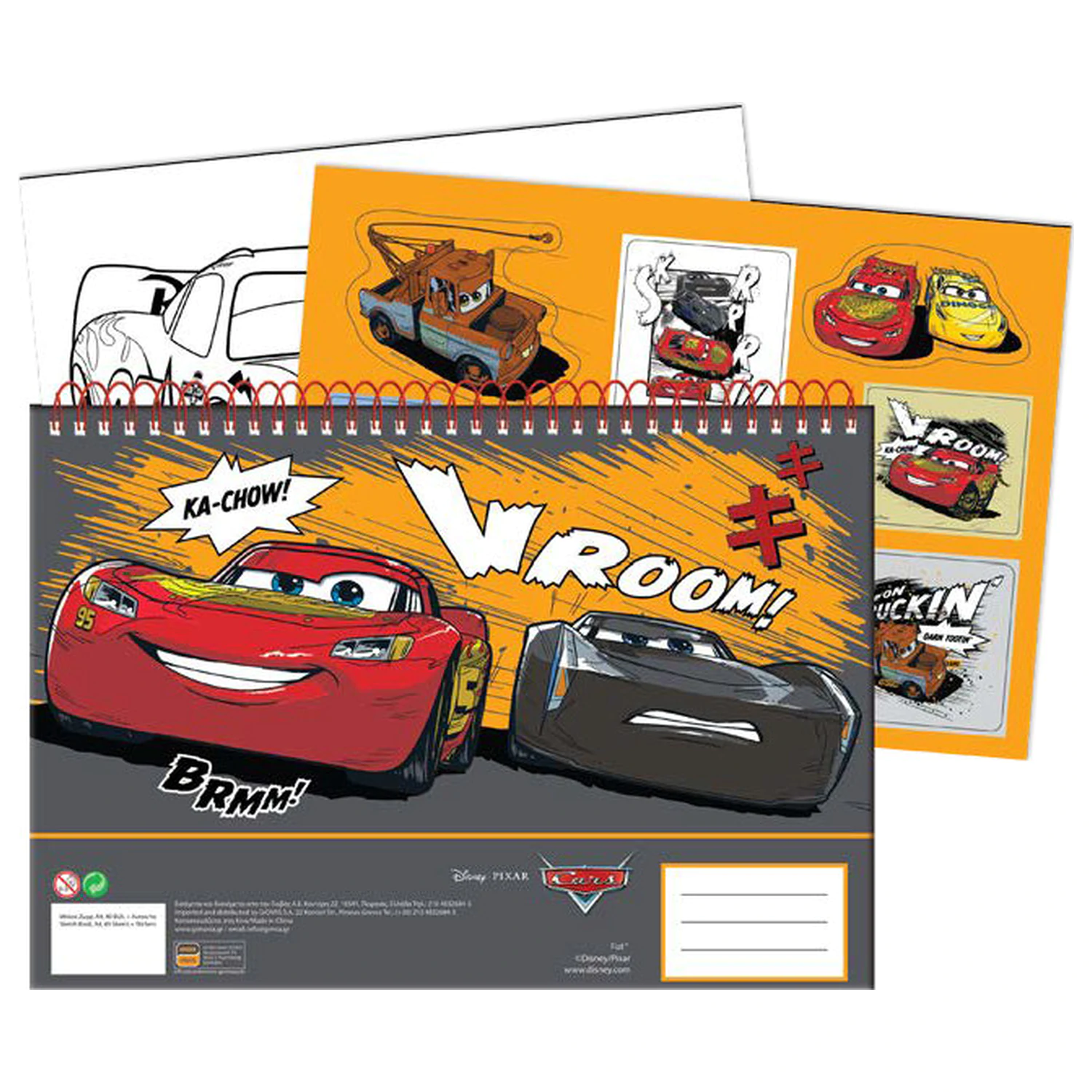 Disney Cars Vroom A/4 spirálový skicář 40 listů s nálepkami fotografii produktu