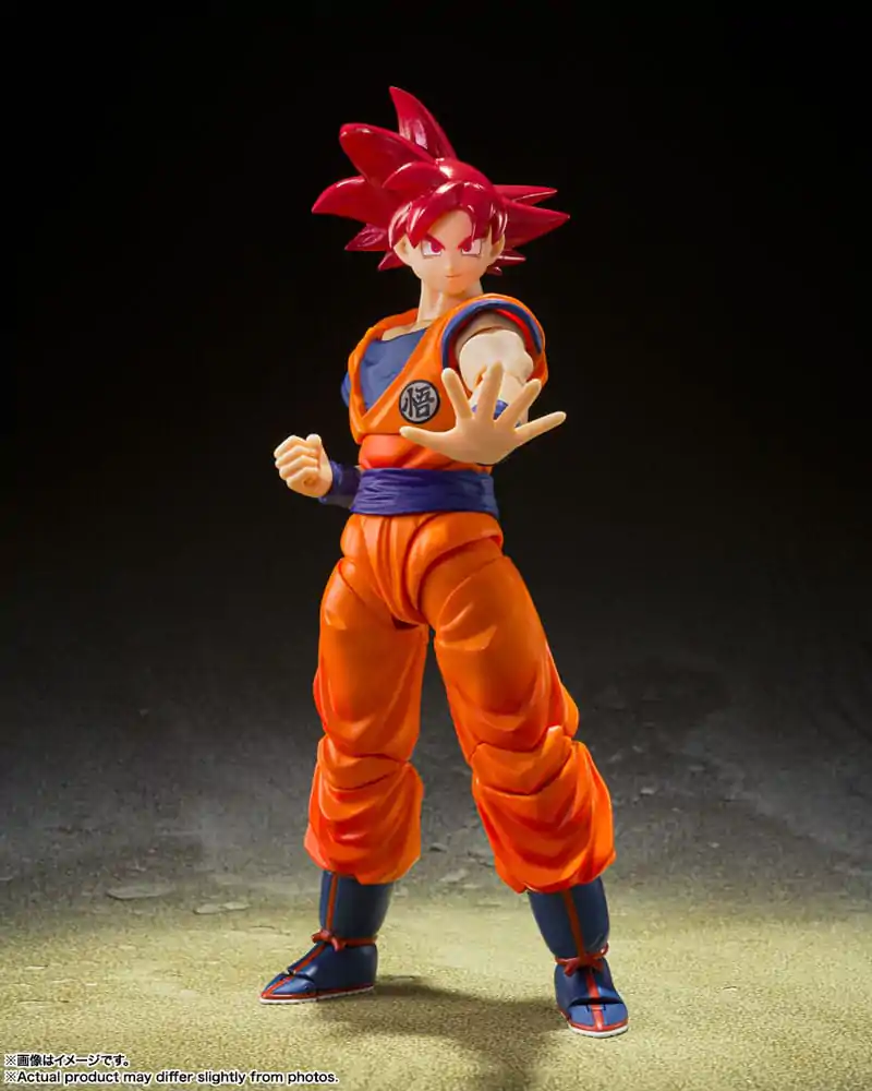 Dragon Ball Super S.H. Figuarts Akční figurka Super Saiyan God Son Goku Saiyan God naplněný světlem spravedlivých srdcí 14 cm fotografii produktu