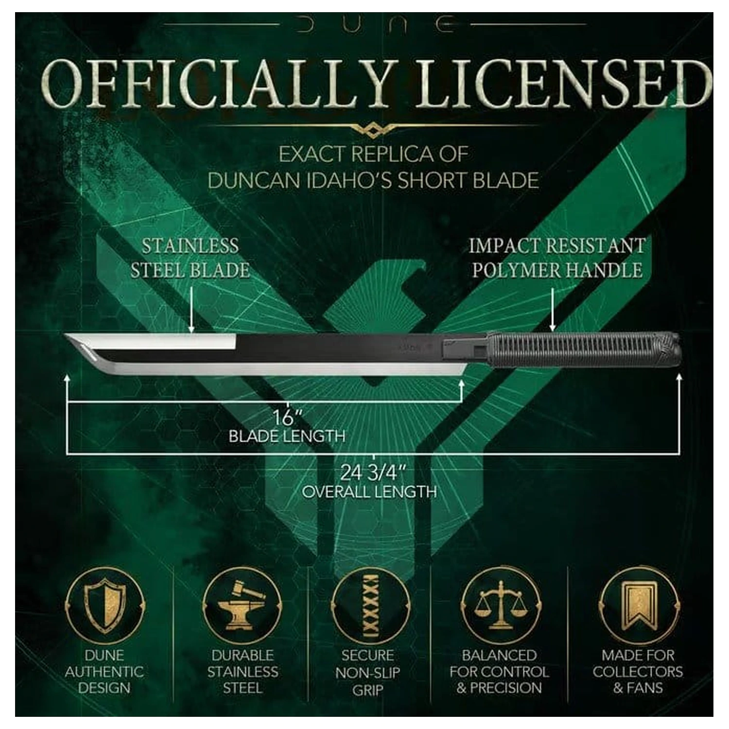 Dune replika 1/1 Duncan Idaho krátký meč s nástěnným držákem 63 cm fotografii produktu