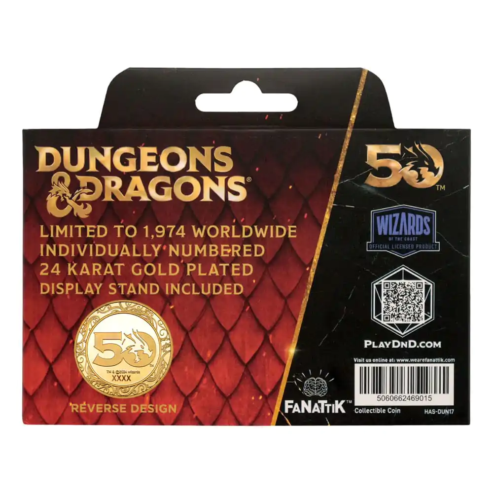 Dungeons & Dragons Sběratelská mince 50. výročí s barevným potiskem 24karátová pozlacená edice 4 cm fotografii produktu