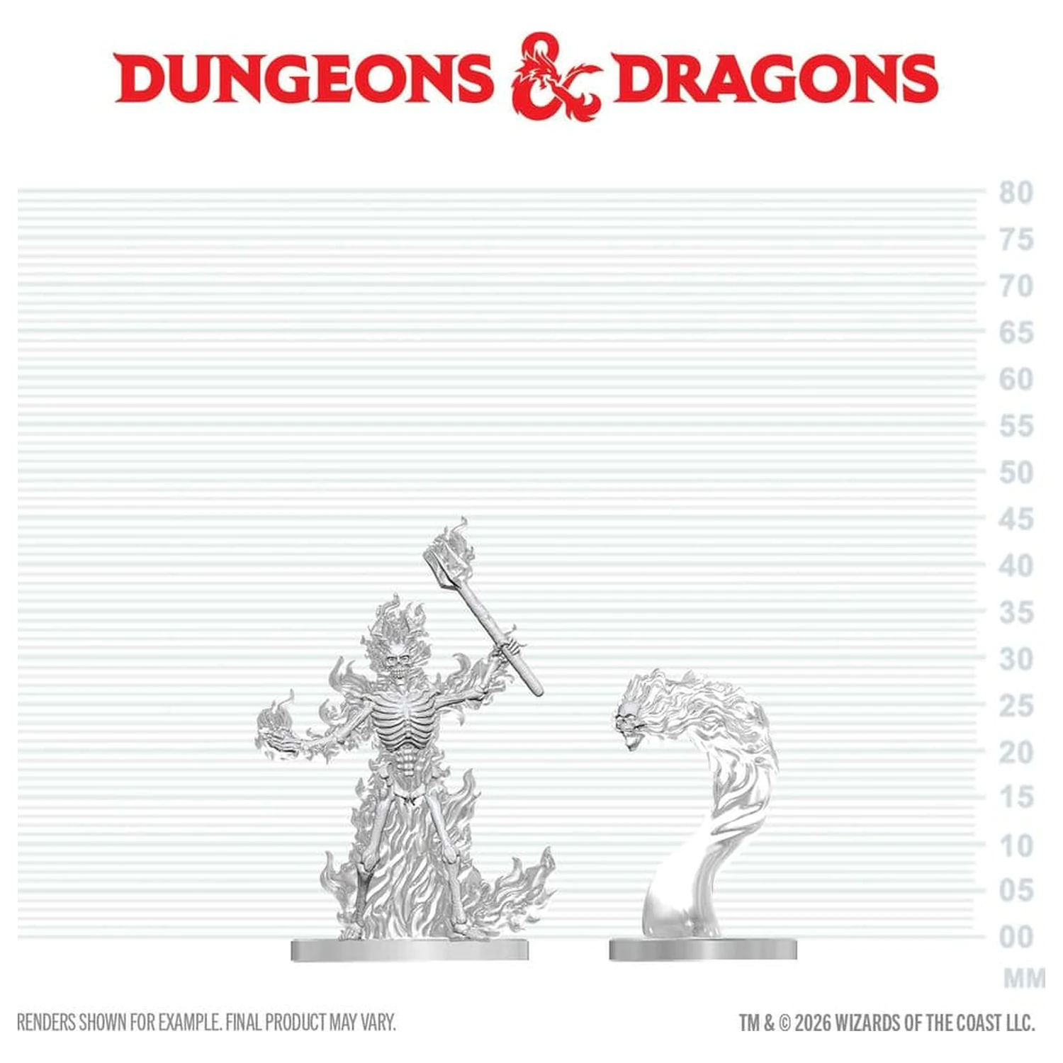 Dungeons & Dragons Nolzur's Marvelous Miniatures Nenabarvená miniatura Ohnivá kostra & Flameskull 14 cm fotografii produktu