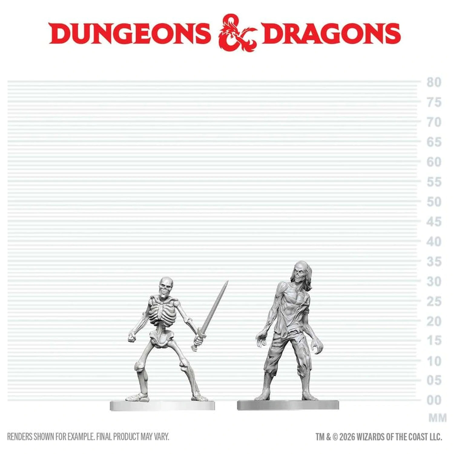 Dungeons & Dragons Nolzur's Marvelous Miniatures Unpainted Miniatura Zombie a Skeleton 14 cm fotografii produktu