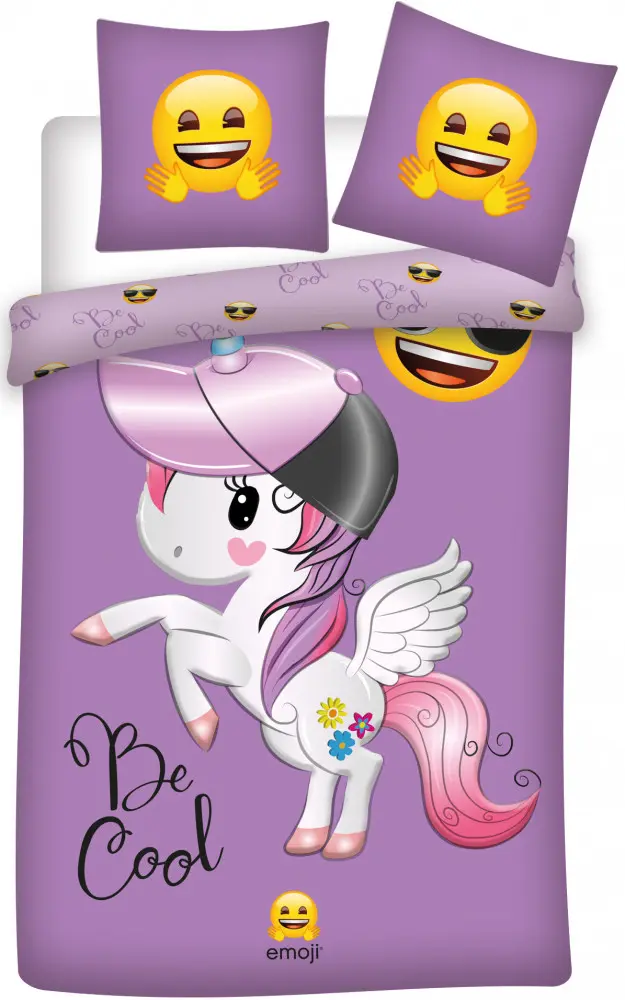 Emoji Unicorn, povlak na přikrývku Unicorn 140x200cm, povlak na polštář 70x90cm fotografii produktu
