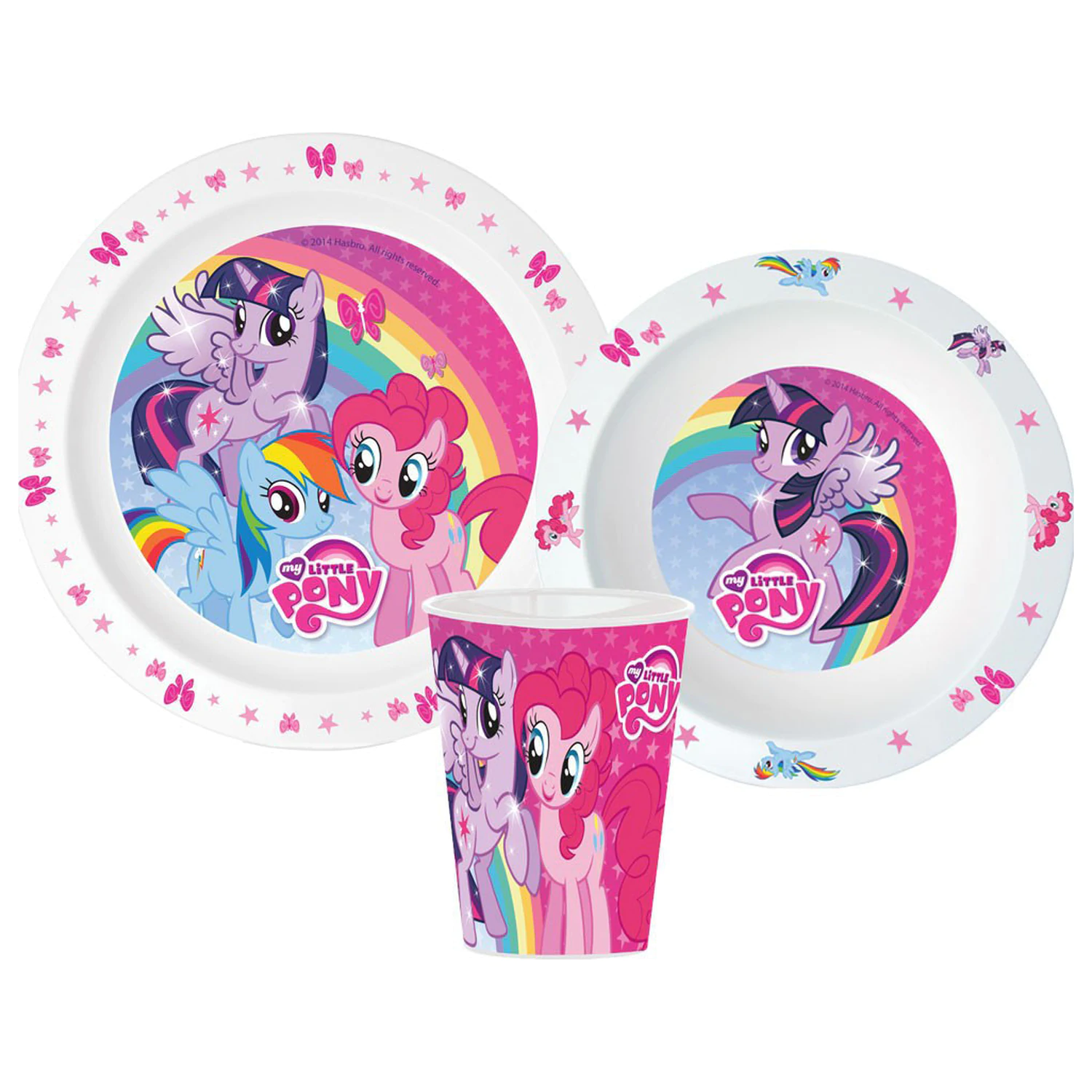 My Little Pony růžový jídelní set, Micro plastový set, s 260 ml sklenicí fotografii produktu