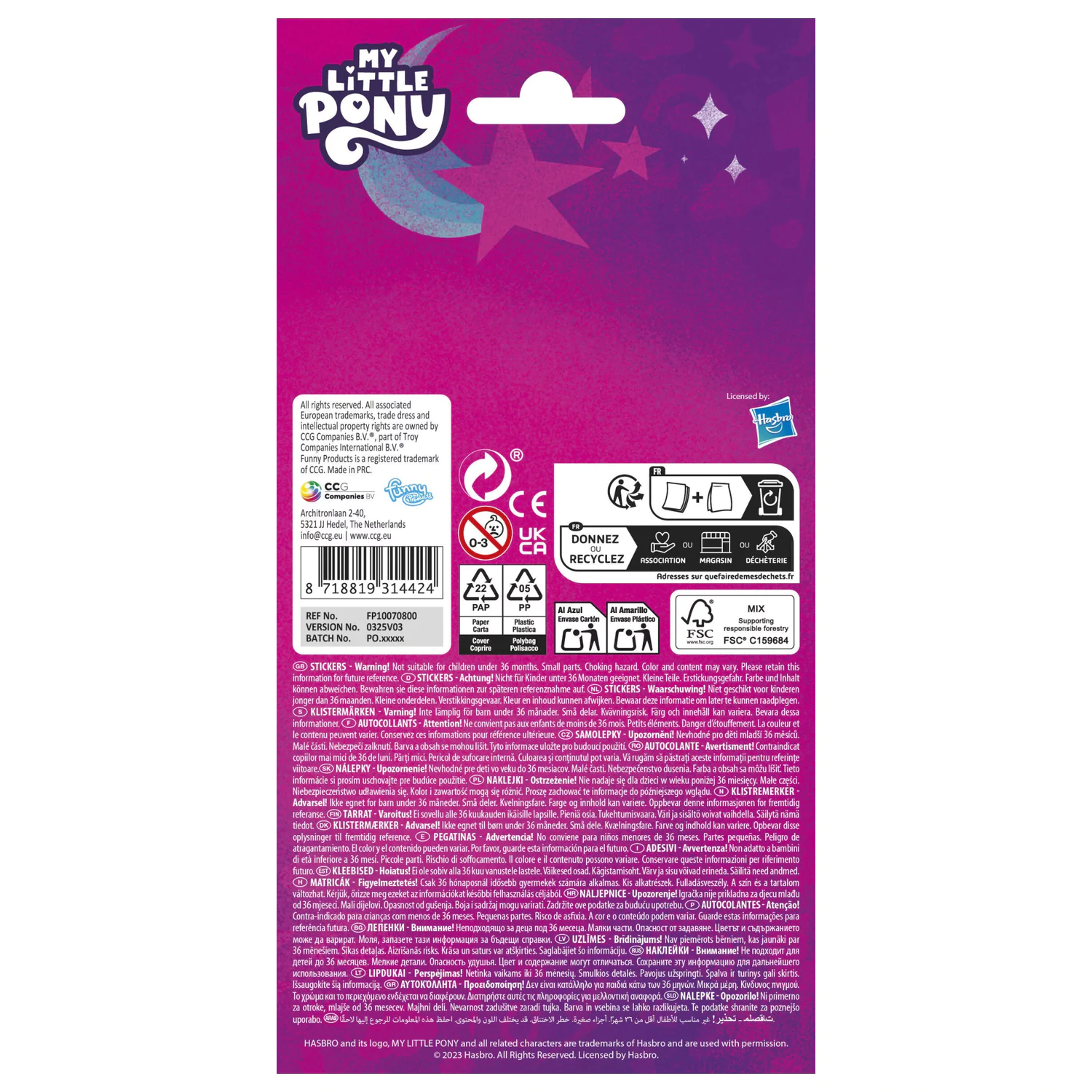 My Little Pony Fialová Třpytivá nálepka fotografii produktu