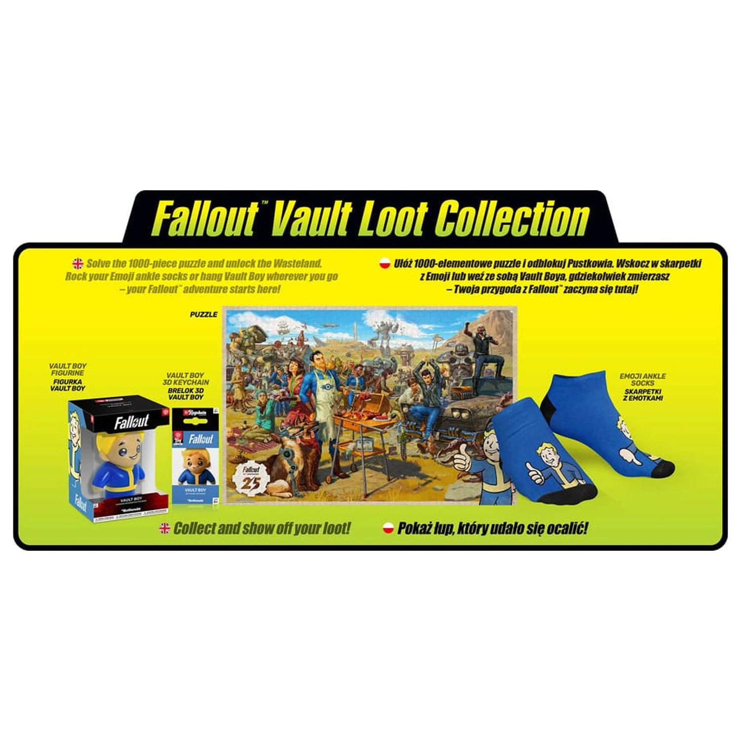 Fallout dárková sada Fallout Vault Loot Collection (Puzzle, ponožky, figurka a klíčenka) fotografii produktu