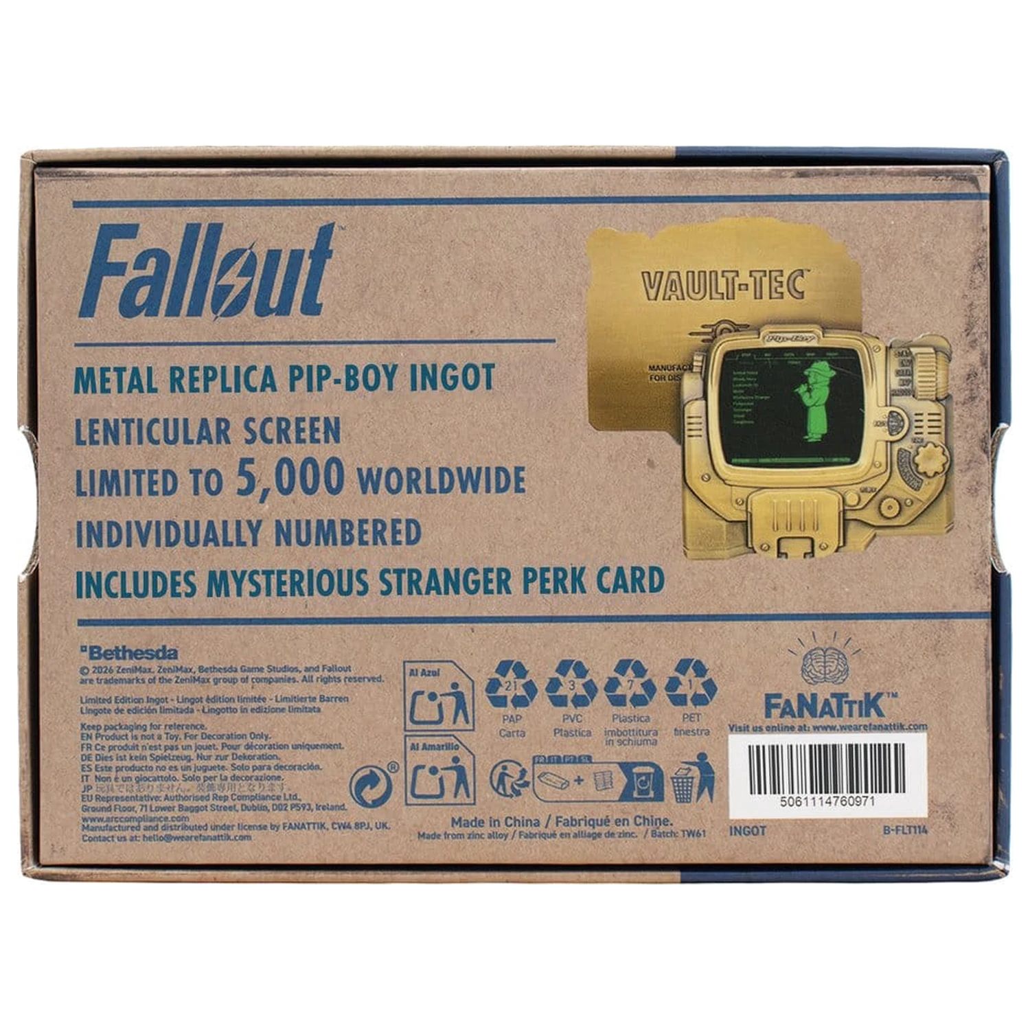 Fallout Ingot Pip-Boy Limitovaná edice lentikulární Mysterious Stranger varianta fotografii produktu