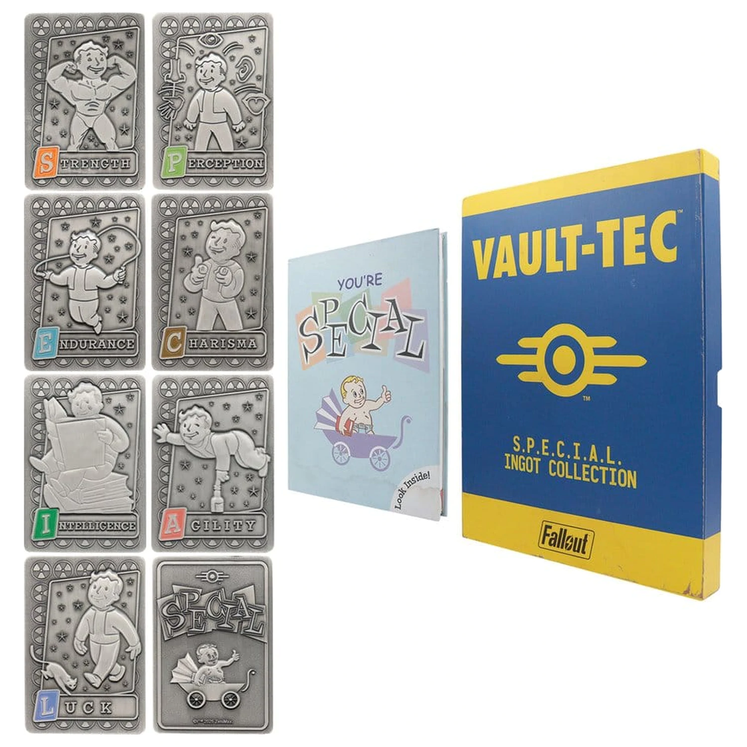 Fallout Ingots s albem S.P.E.C.I.A.L. Perk Card sběratelské album fotografii produktu
