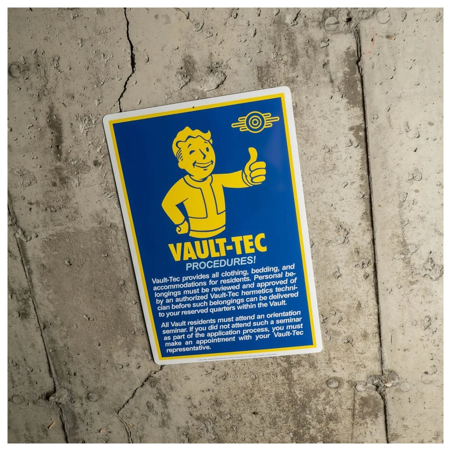 Fallout kovová cedule Procedures fotografii produktu