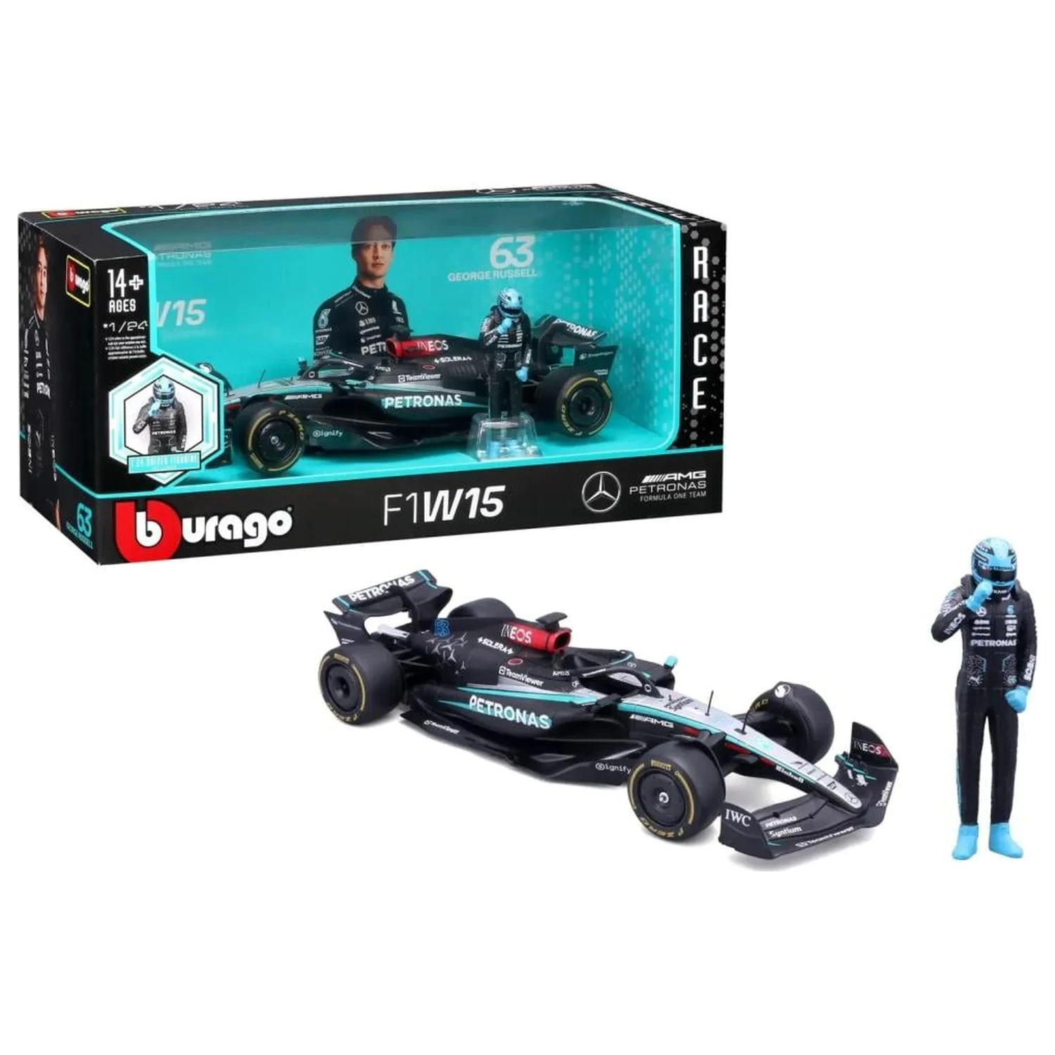 Formula 1 F1 Mercedes W15 E Perf. 2023 Russell odlévaný model 1/24 fotografii produktu