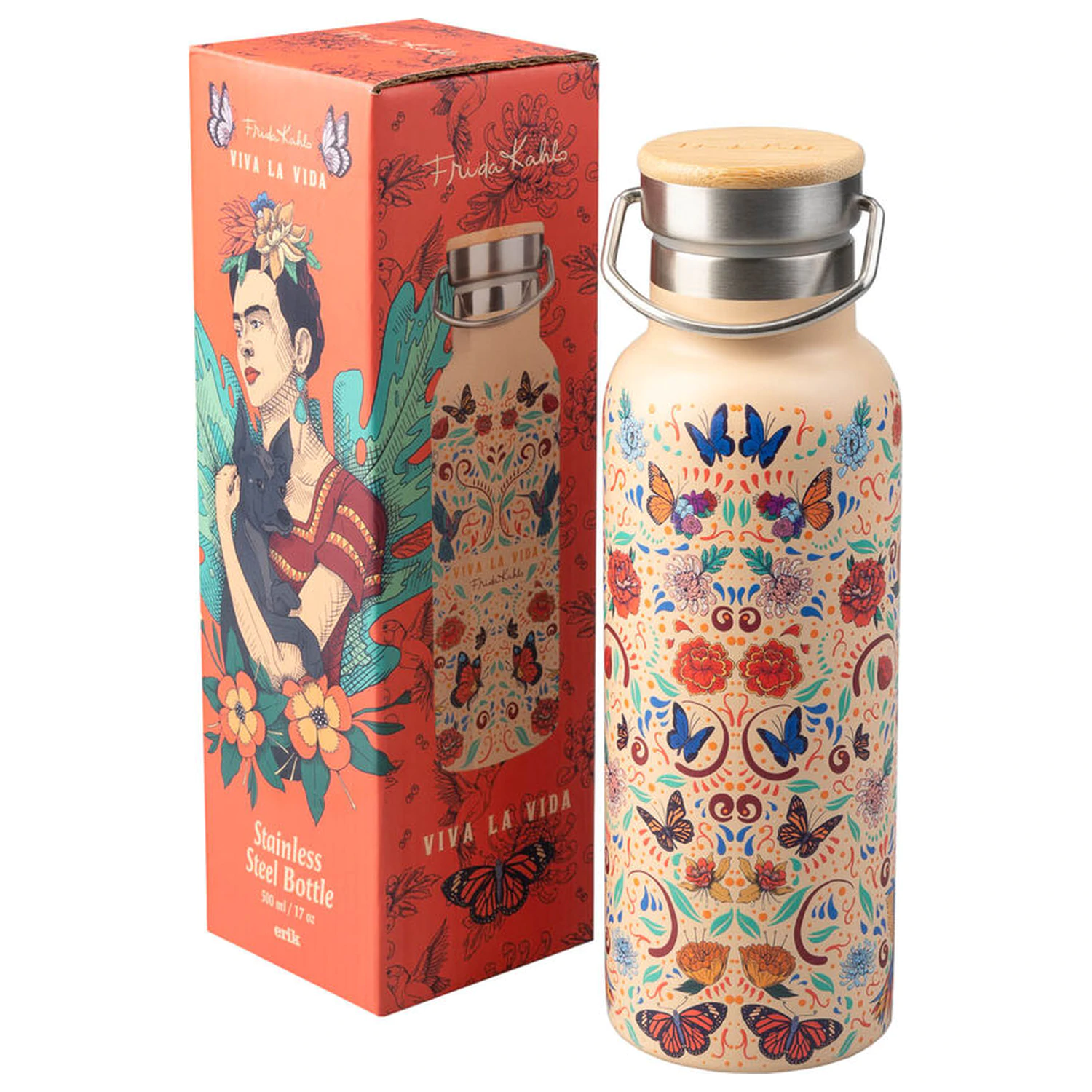 Frida Kahlo Long Live Life nerezová láhev 500 ml fotografii produktu