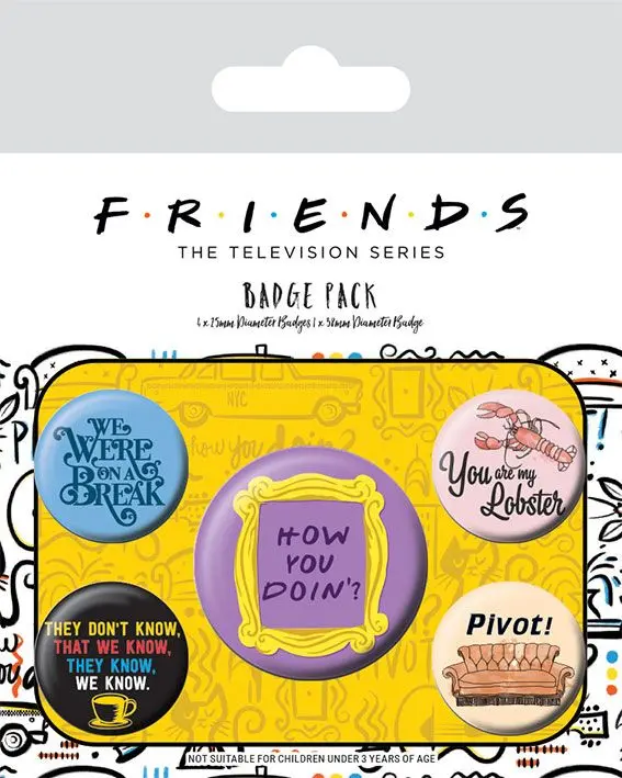 Friends Pin-Back Buttons 5-Pack Citáty fotografii produktu