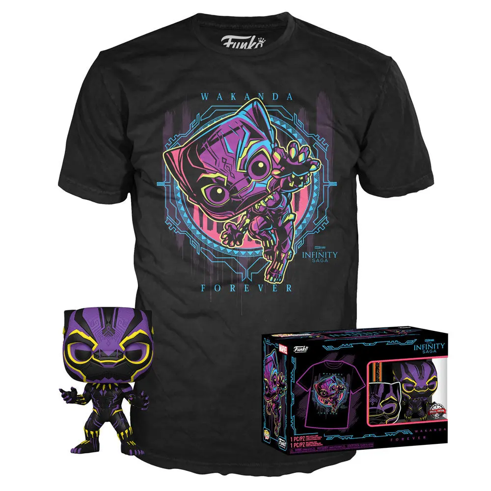 Funko POP figurka a tričko Marvel Wakanda Forever Black Panther & tee box Exkluzív fotografii produktu