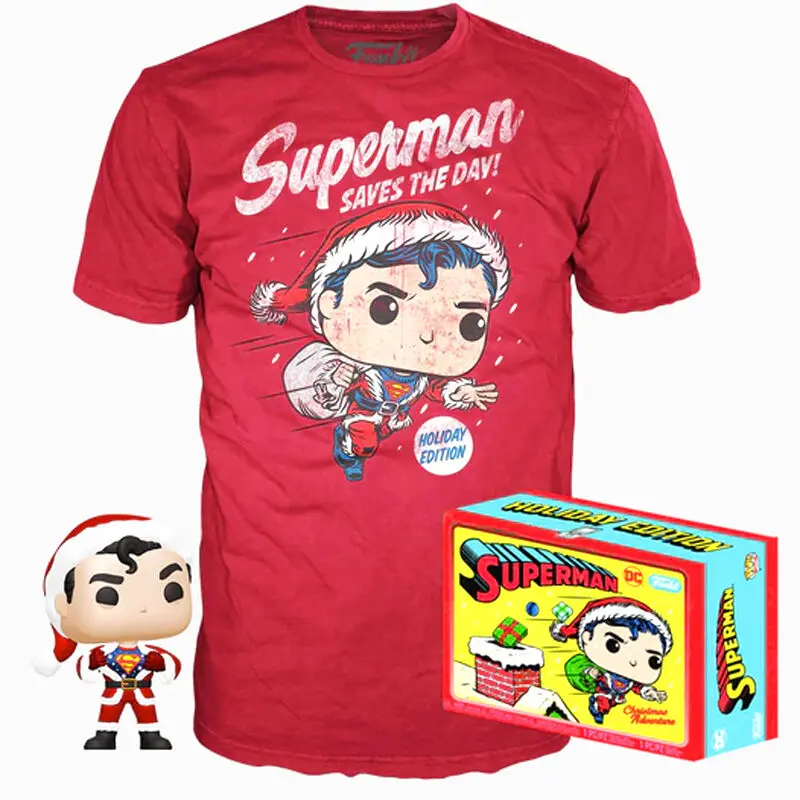 Funko POP figurka a tričko box Back DC Comics Superman Exclusive Flocked fotografii produktu