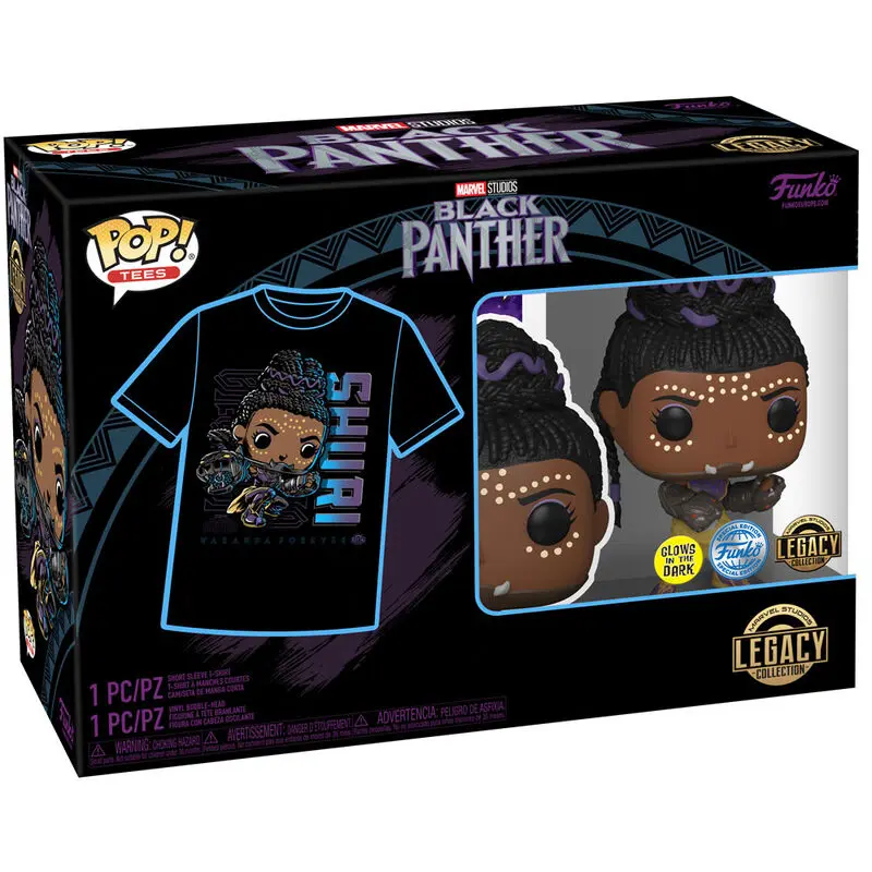 Funko POP! figurka a tričko box Marvel Black Panther Shury Exkluzív fotografii produktu