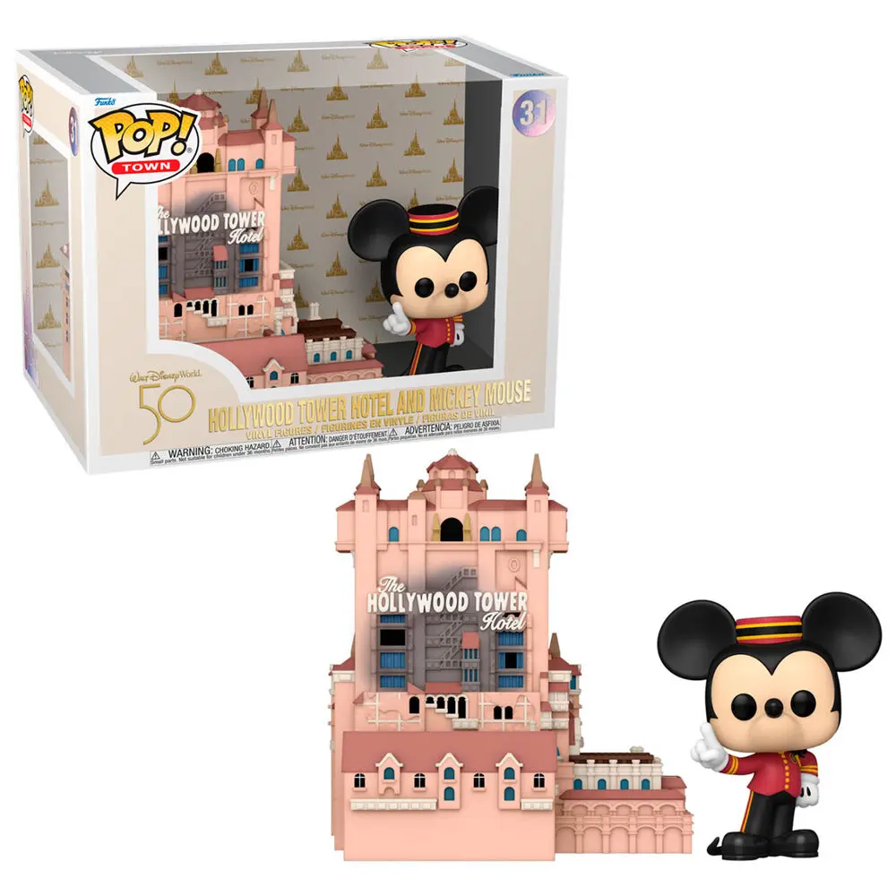 Walt Disney Word 50th Anniversary POP! Town vinylová figurka Hollywood Tower Hotel a Mickey Mouse 9 cm fotografii produktu