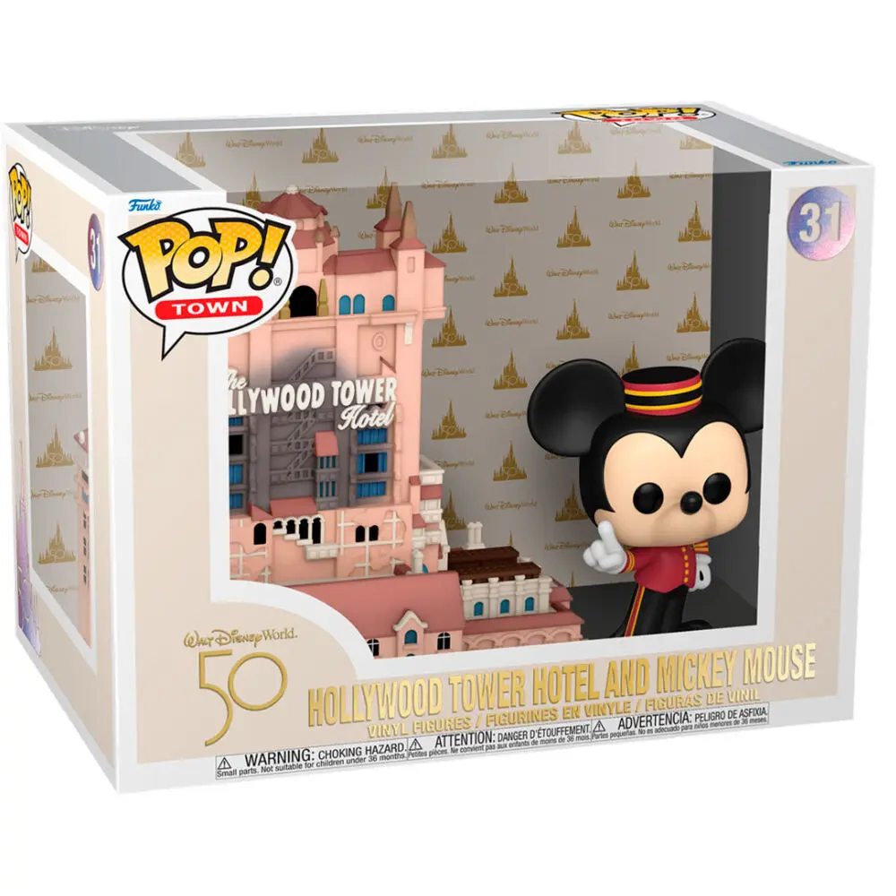 Walt Disney Word 50th Anniversary POP! Town vinylová figurka Hollywood Tower Hotel a Mickey Mouse 9 cm fotografii produktu