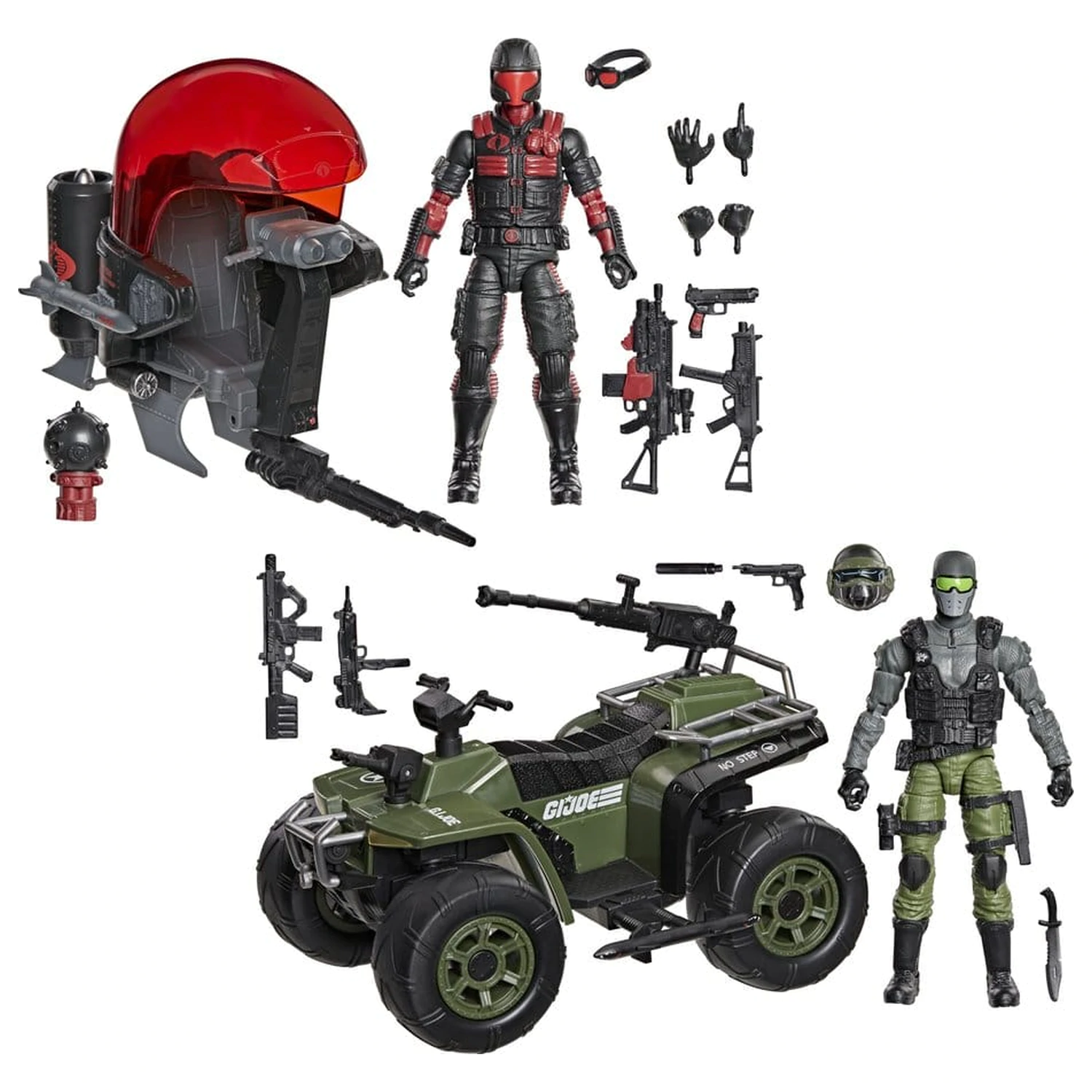 Sada akční figurky a vozidla G.I. Joe Classified Series Snake Eyes & Varmint ATV vs. Stealth Viper & Cobra Stealth Flight Pod (Trubble Bubble) 15 cm fotografii produktu