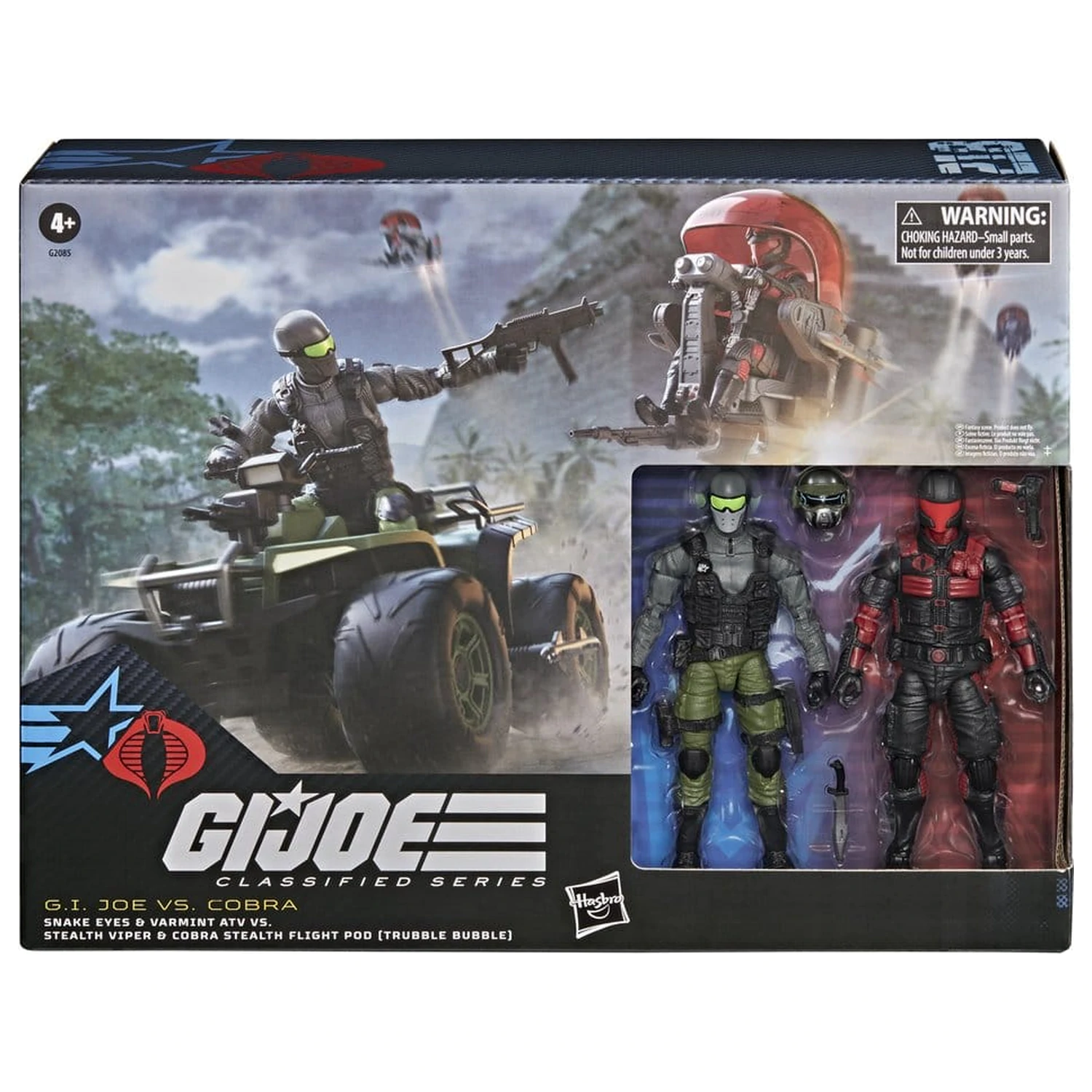 Sada akční figurky a vozidla G.I. Joe Classified Series Snake Eyes & Varmint ATV vs. Stealth Viper & Cobra Stealth Flight Pod (Trubble Bubble) 15 cm fotografii produktu