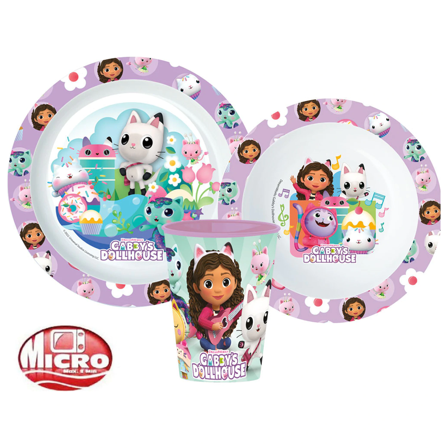 Gabby's Dollhouse Kitty Magic Dinnerware Set, mikroplastová sada, s hrnkem 260 ml fotografii produktu