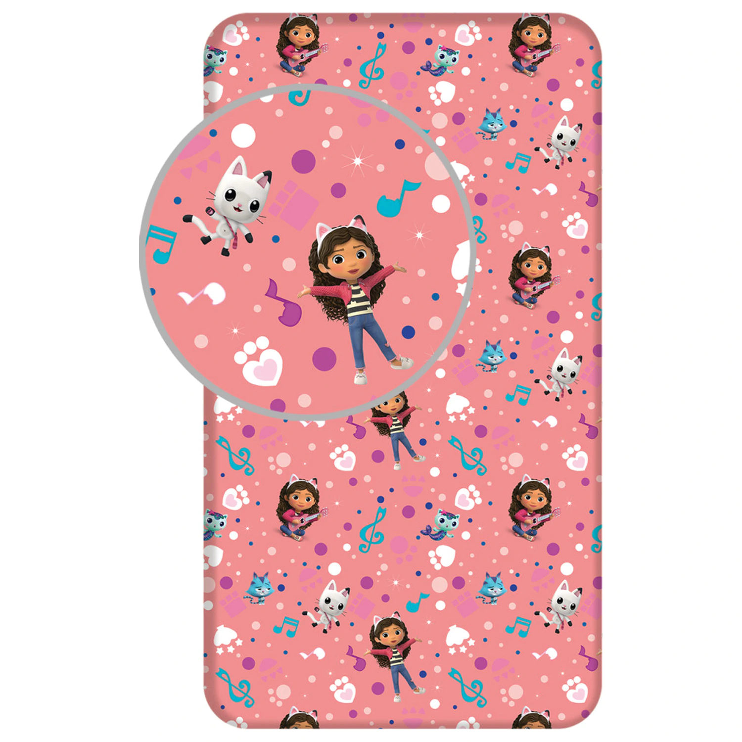 Gabby's Dollhouse Music prostěradlo s gumou 90x200 cm fotografii produktu