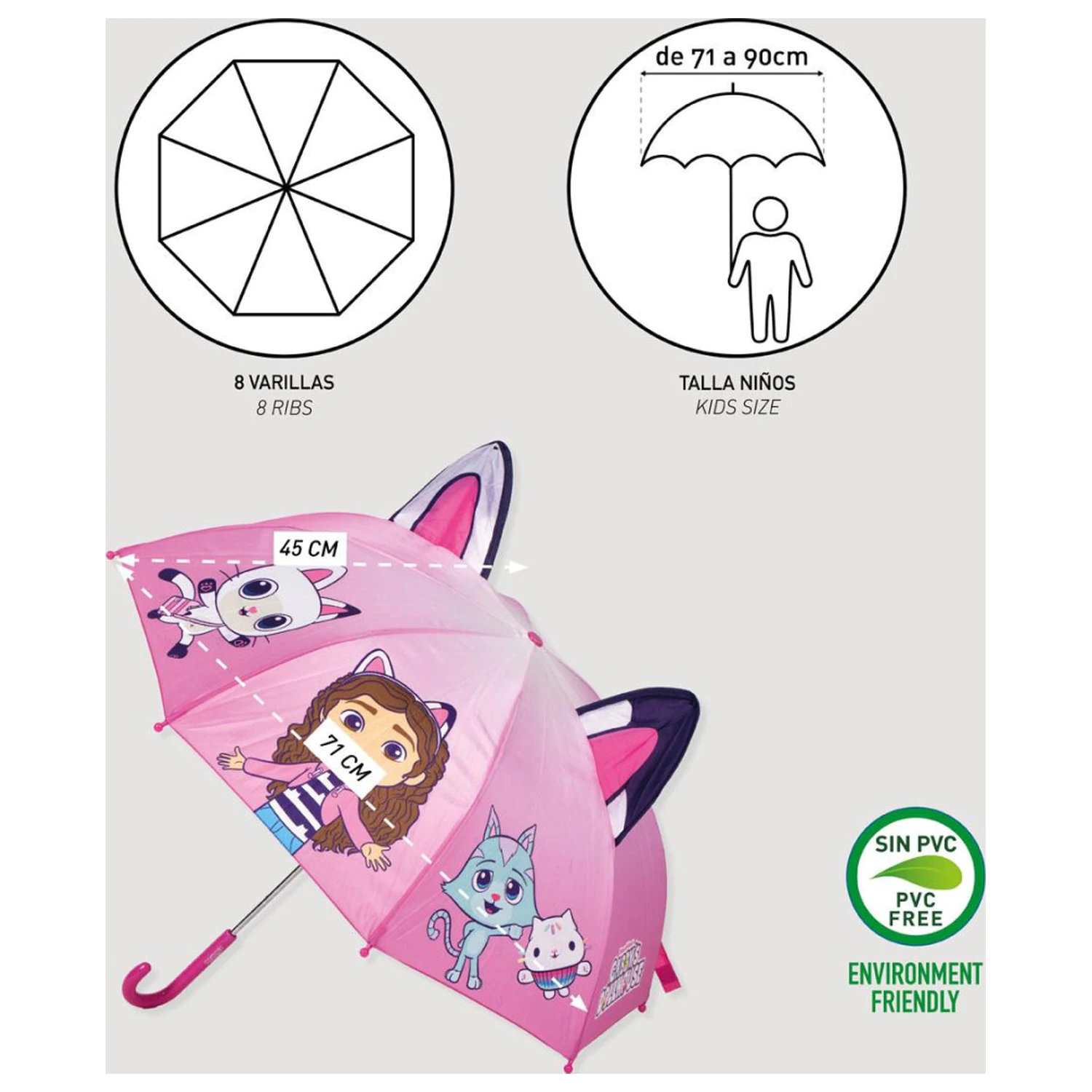 Gabi Dollhouse Pink Dětský deštník s oušky Ø71 cm fotografii produktu