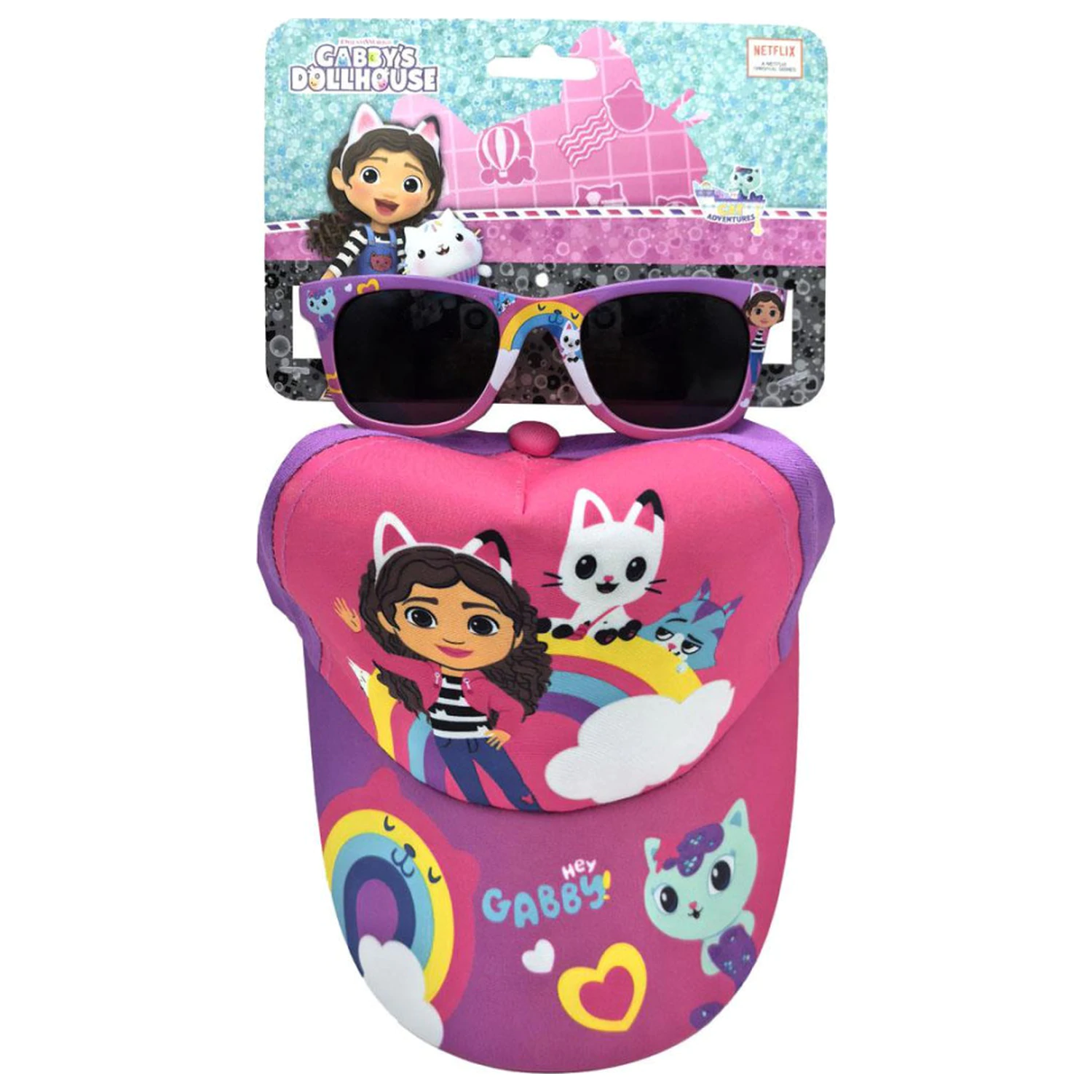 Gabi's Dollhouse Duhové sluneční brýle a baseballová čepice – sada fotografii produktu