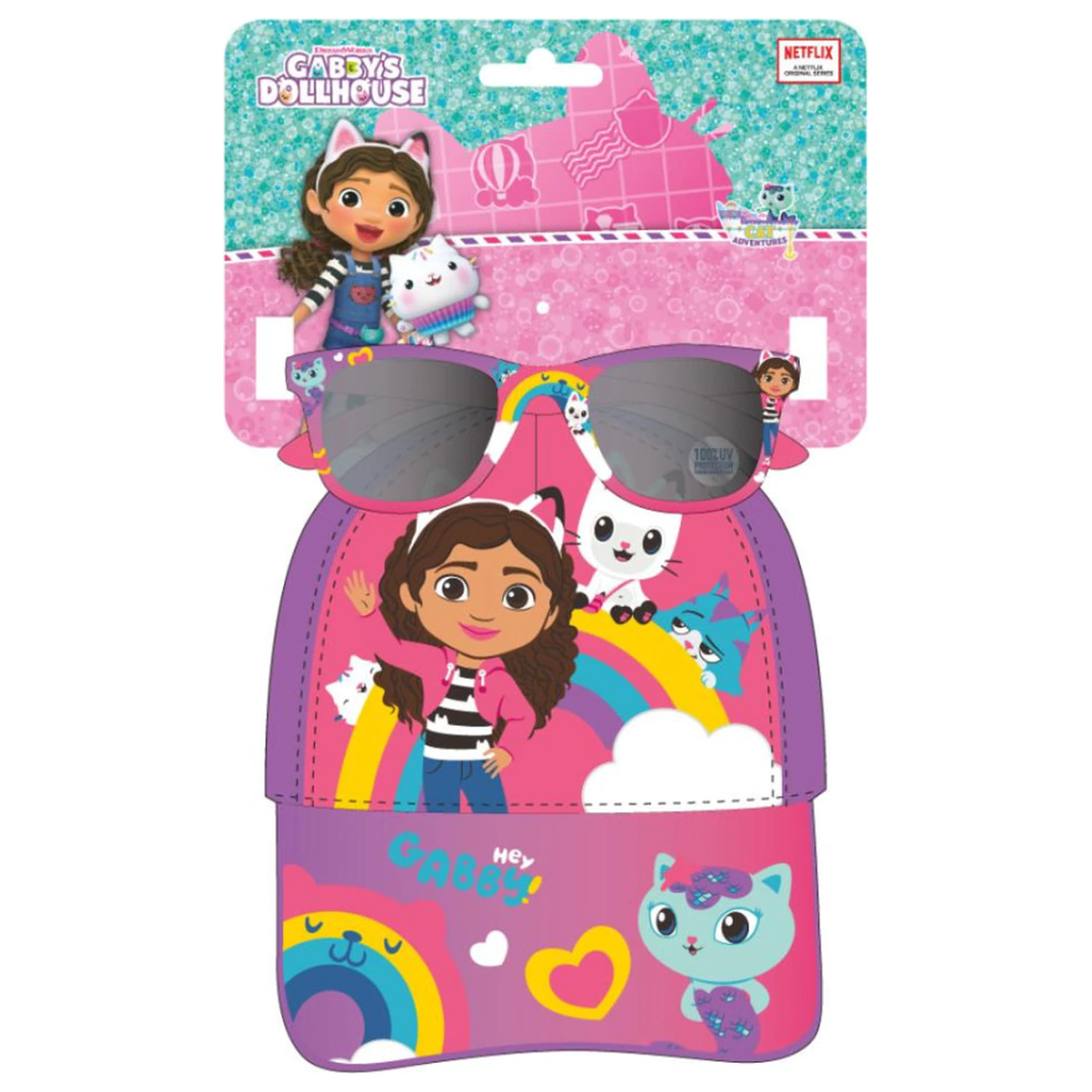 Gabi's Dollhouse Duhové sluneční brýle a baseballová čepice – sada fotografii produktu