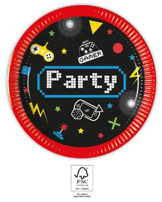 Gaming Party papírové talíře 8 ks 20 cm FSC fotografii produktu