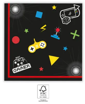Gaming Party ubrousky 20 ks 33x33 cm FSC fotografii produktu