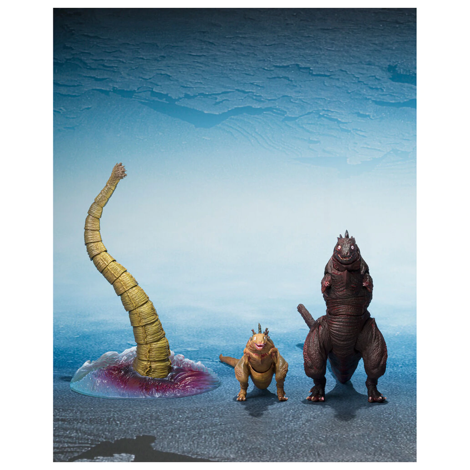 Godzilla The Second Form & Third Form & Giant Unidentified Creature S.H. MonsterArts set figurek fotografii produktu