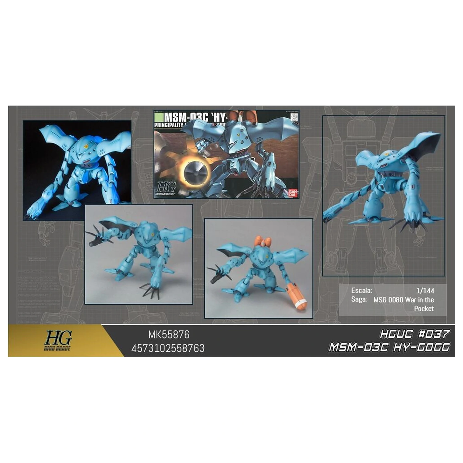Gundam 0080 War in the Pocket MSM-03C Hi-Gogg Mobile Suit Model Kit HGUC 1/144 fotografii produktu