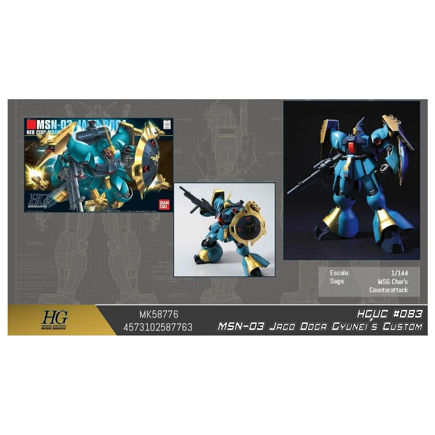 Gundam Char's Counterattack MSN-03 Jagd Doga Gyunei Guss Custom Mobile Suit Model Kit HGUC 1/144 fotografii produktu