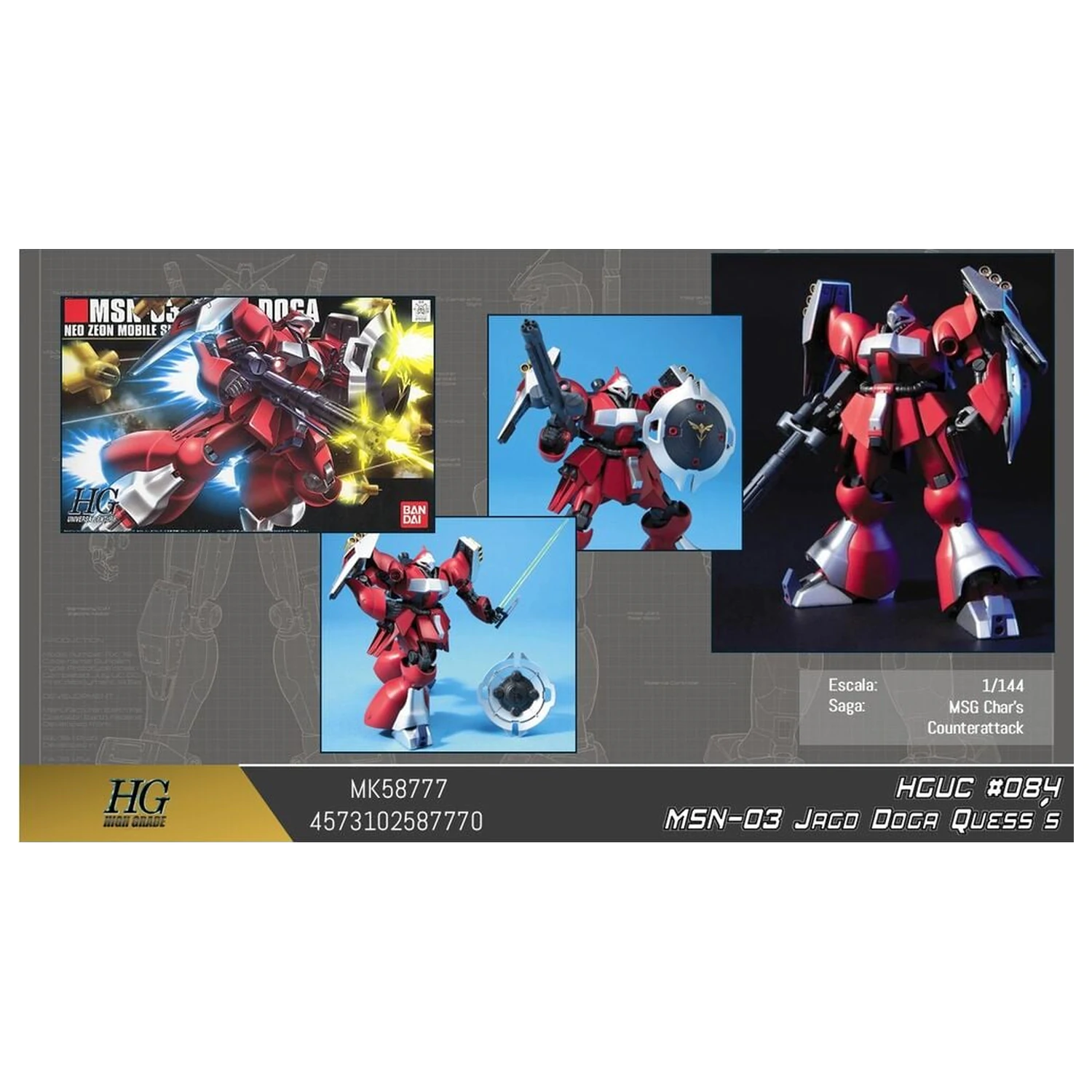 Gundam Char's Counterattack MSN-03 Jagd Doga Quess Paraya Custom Mobile Suit Model Kit HGUC 1/144 fotografii produktu