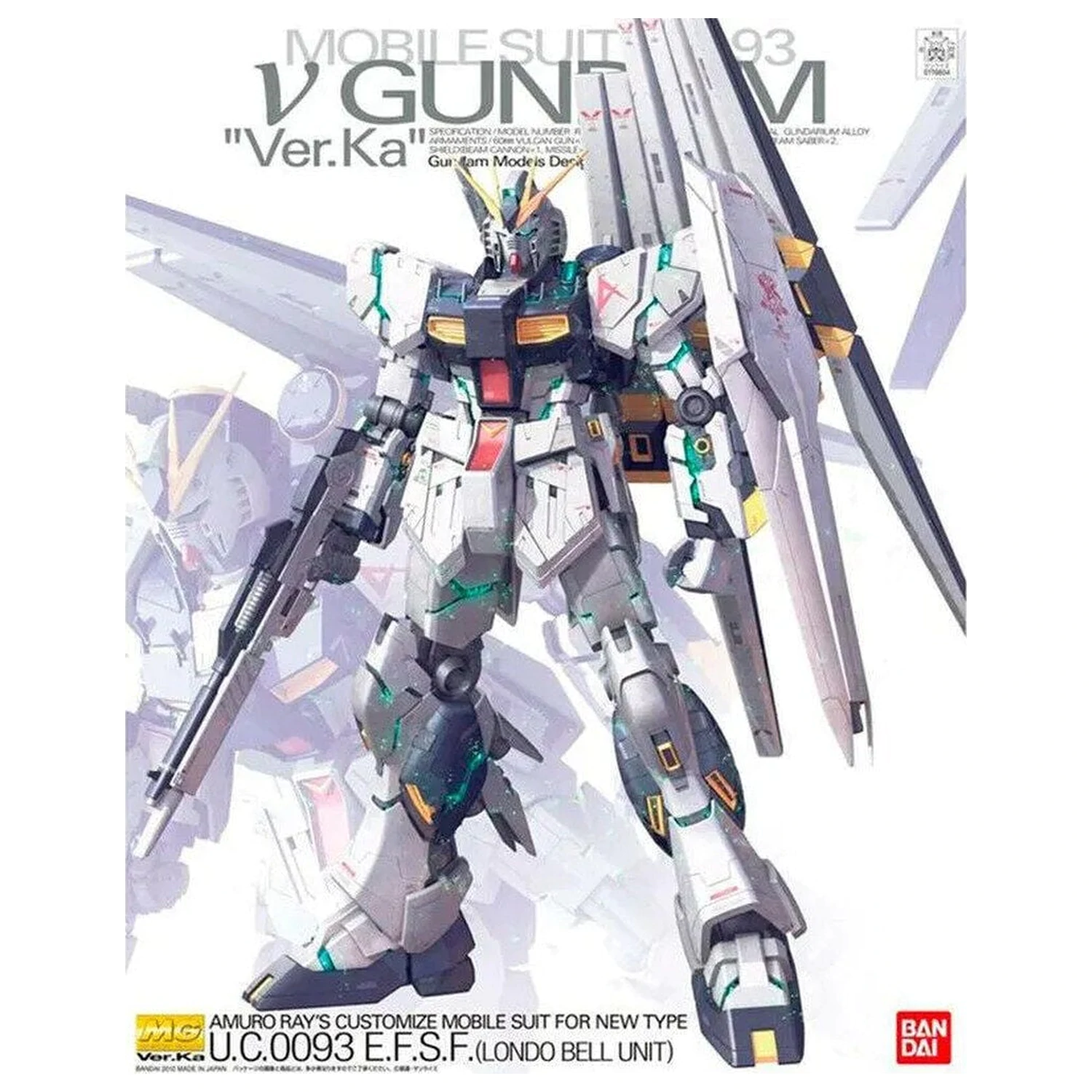Gundam Char's Counterattack RX-93 Nu Gundam Ver. Ka Modelová stavebnice pohyblivého obleku MG 1/100 fotografii produktu