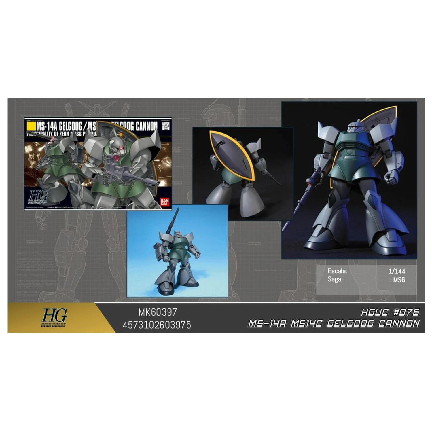 Gundam MS-14C Gelgoog Cannon Mobile Suit modelová stavebnice HGUC 1/144 fotografii produktu