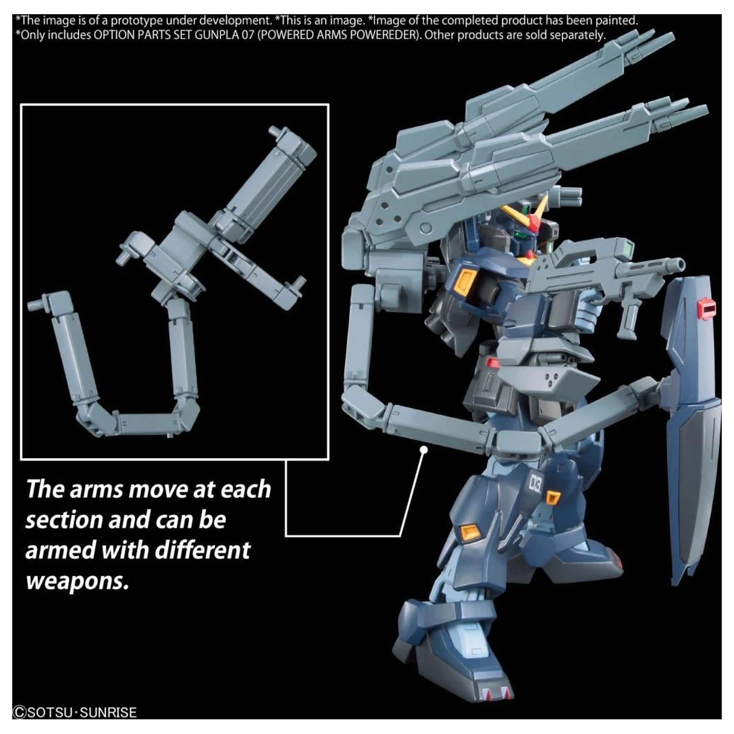 Gundam Sada volitelných dílů Gunpla 07 (Powered Arms Powereder) Modelová stavebnice fotografii produktu