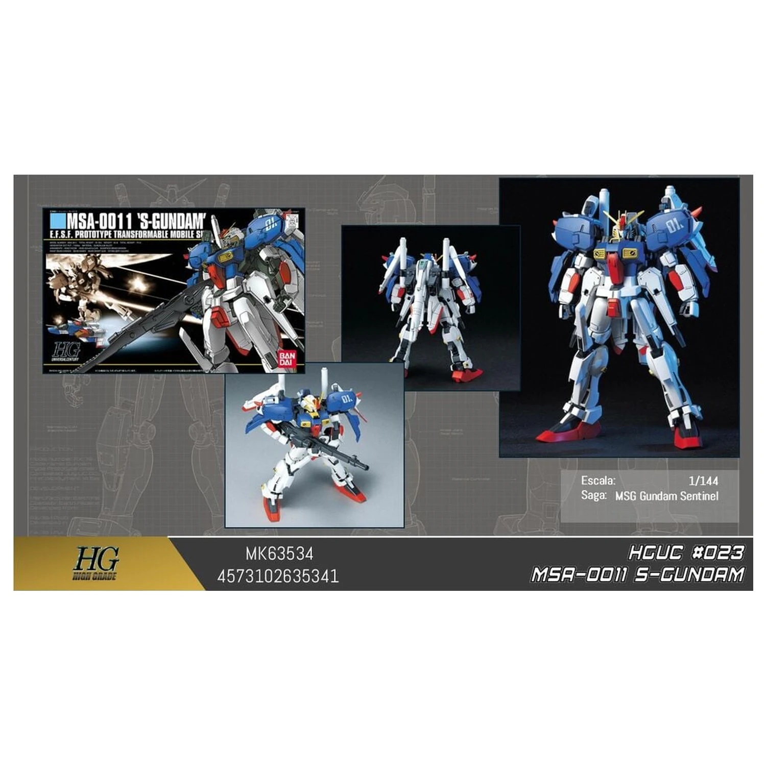 Gundam Sentinel MSA-0011 S Gundam Mobile Suit modelová stavebnice HGUC 1/144 fotografii produktu